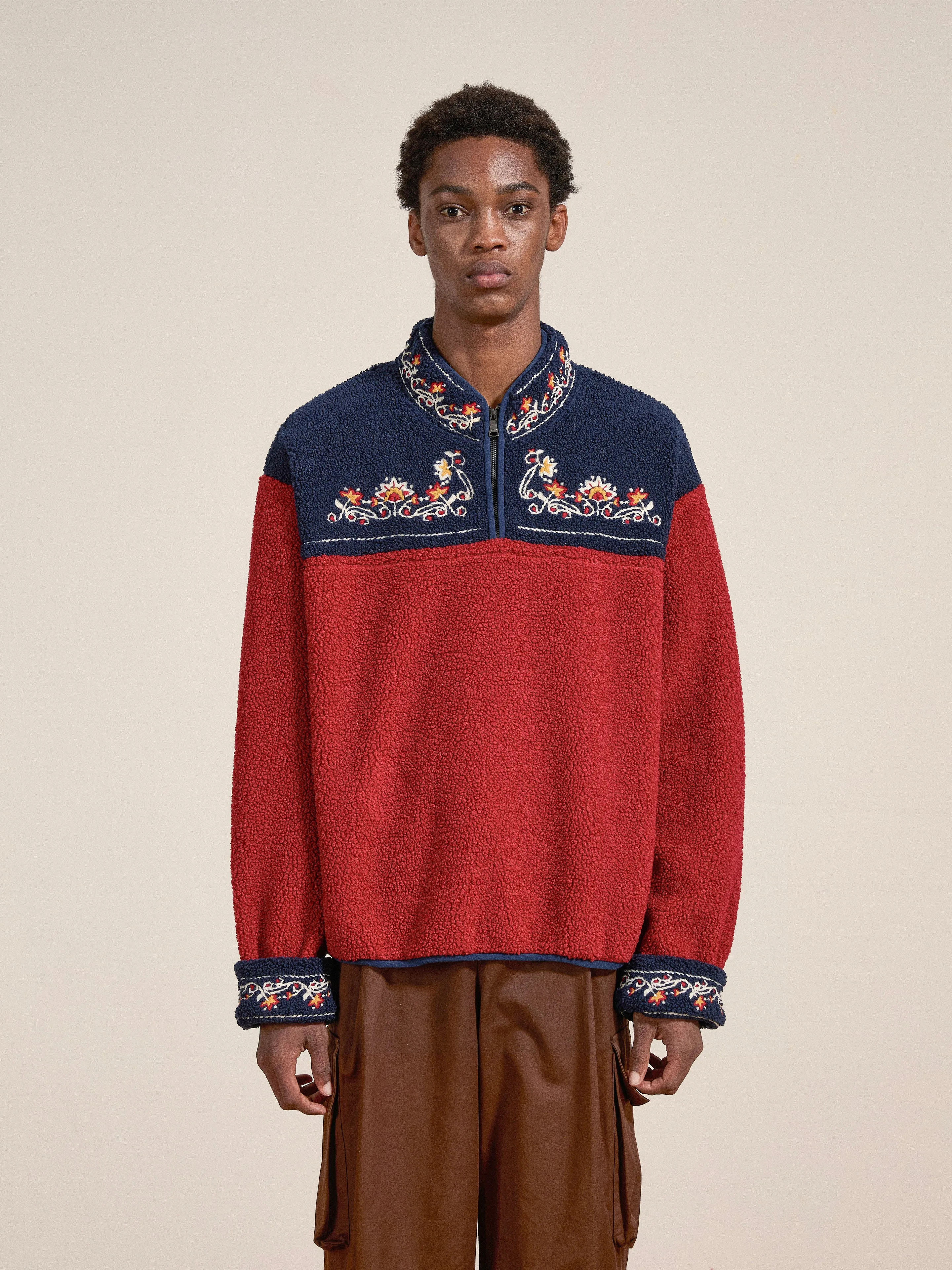 Pahari Floral Embroidered Sherpa Pullover sold by Found