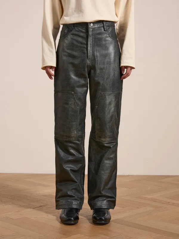 Distressed Genuine Leather Carpenter Pants made by Found