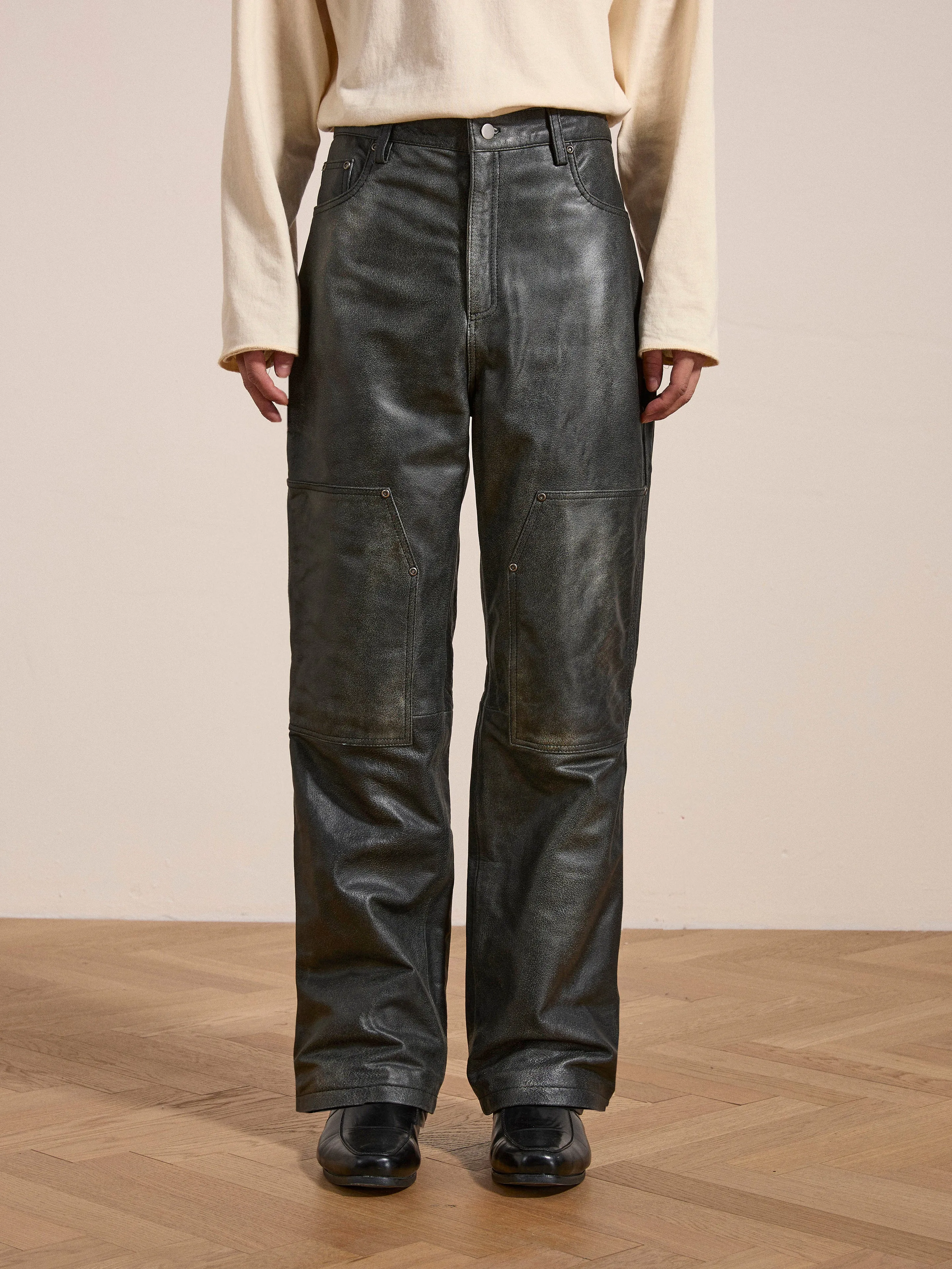 Distressed Genuine Leather Carpenter Pants sold by Found