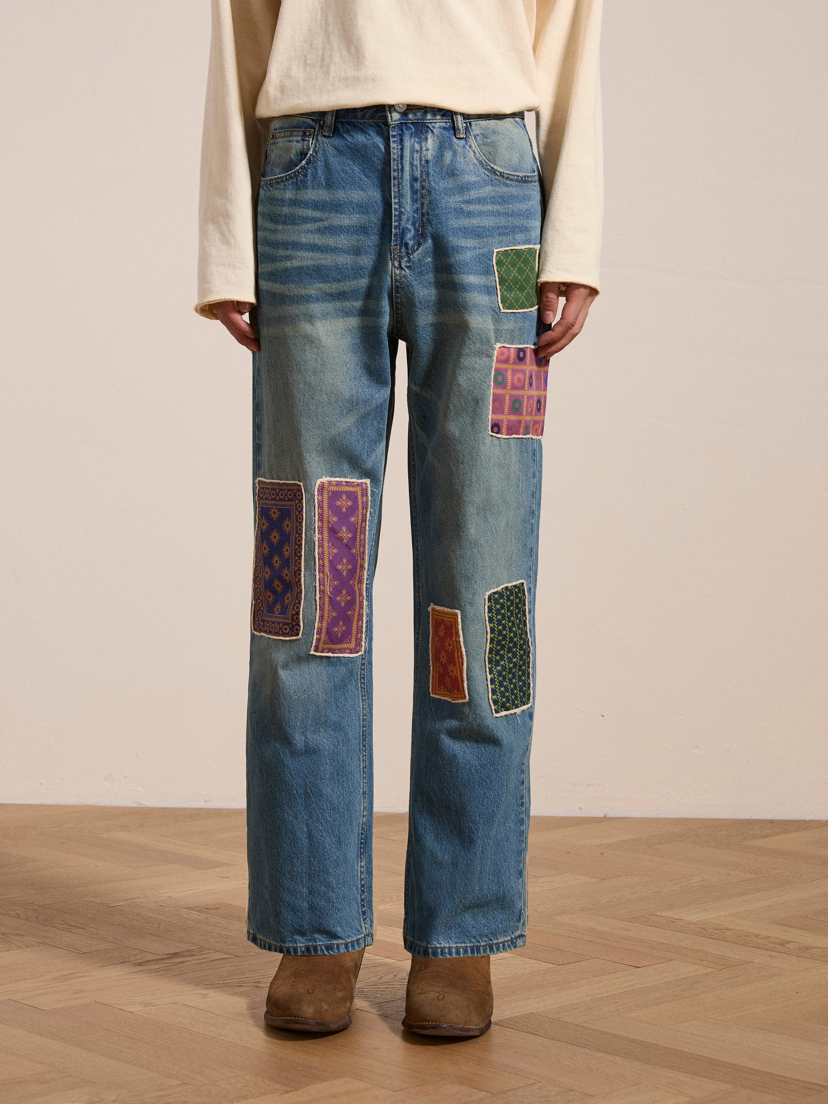 Kantha Patchwork Jeans sold by Found