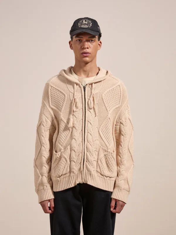 Zip Up Cable Knit Hoodie sold by Found