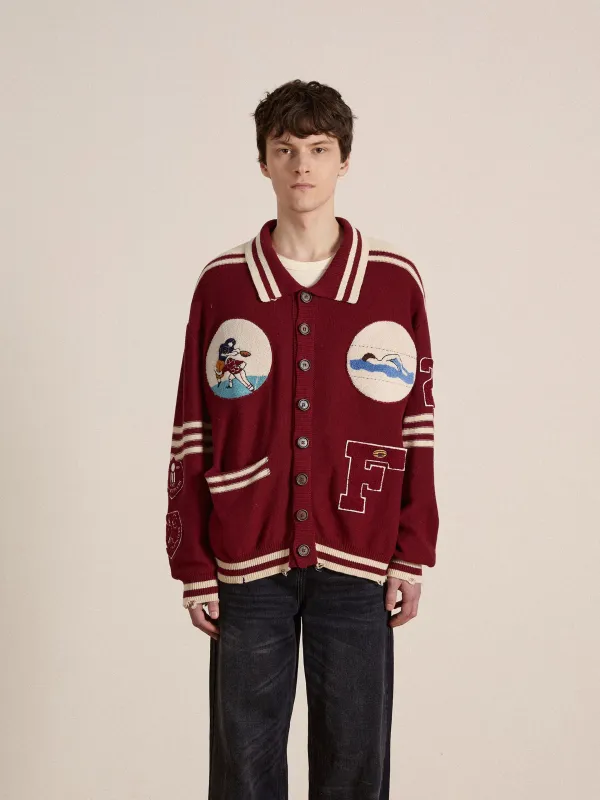 Fin Varsity Patch Collared Cardigan sold by Found