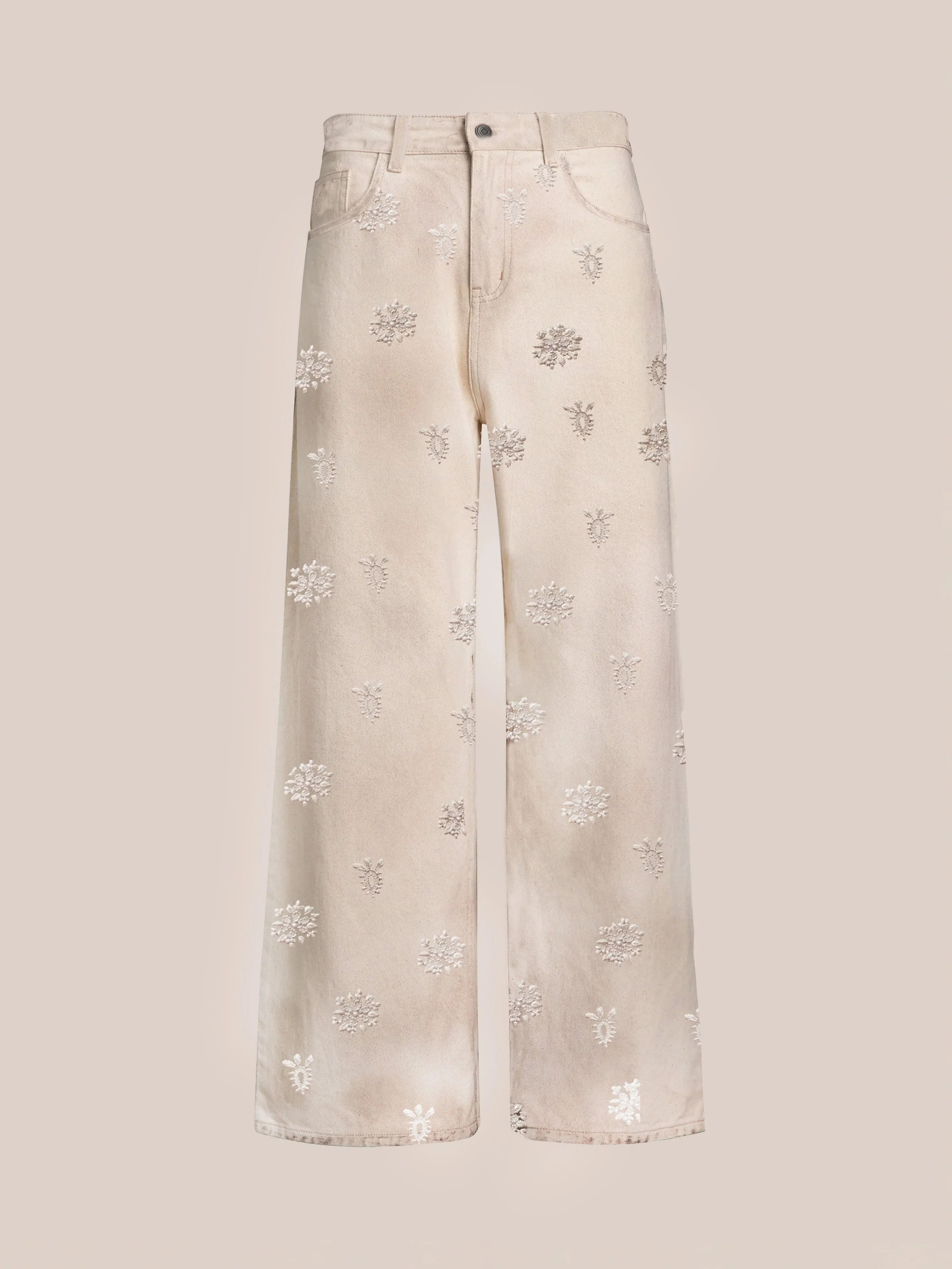 Embroidered Motif Jeans sold by Found