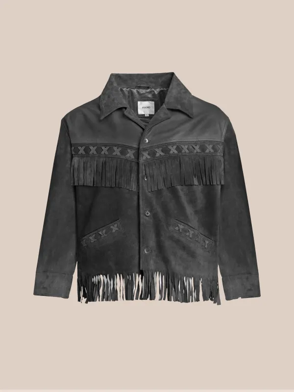 Two-Tone Western Fringe Suede Leather Jacket made by Found