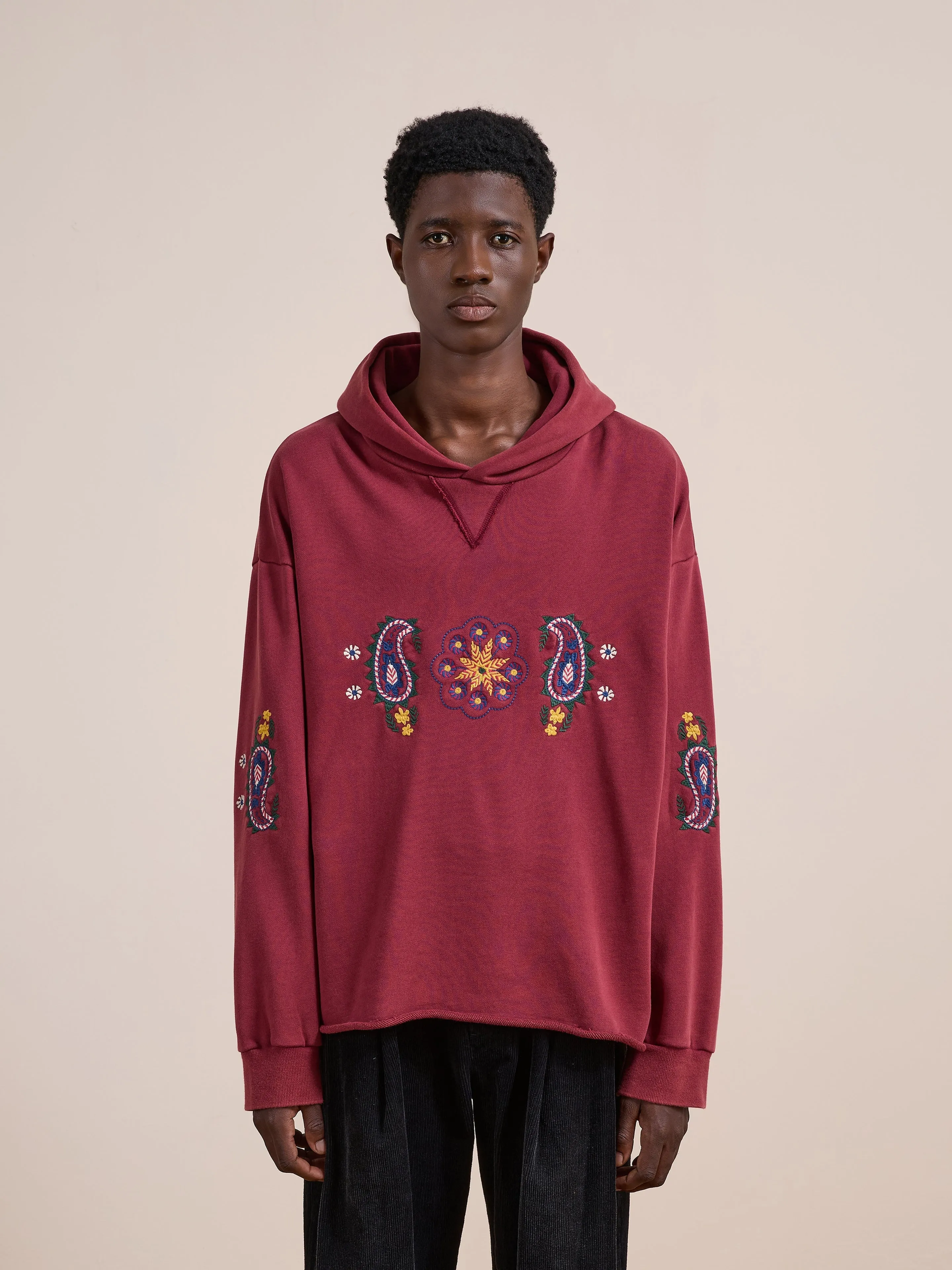 Embroidered Kantha Paisley Hoodie sold by Found