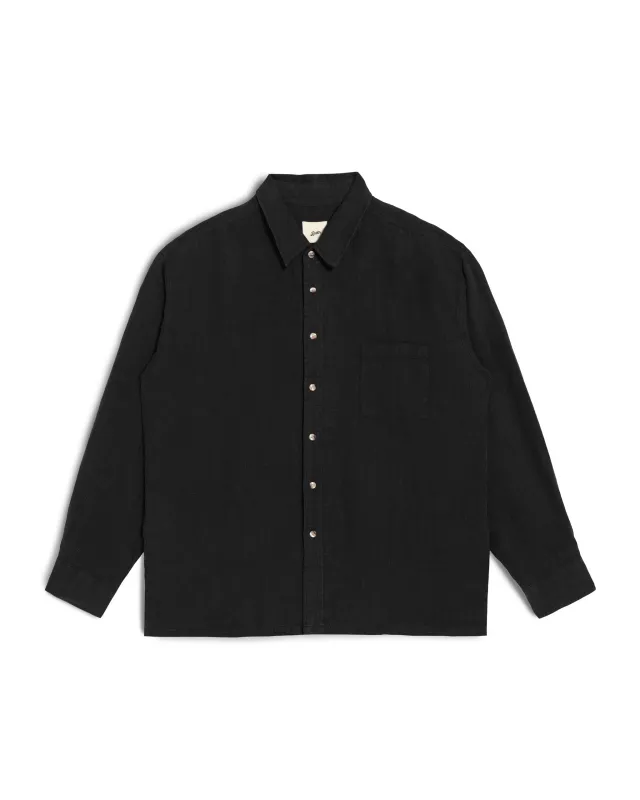 Black Linen Leisure Shirt made by Bather