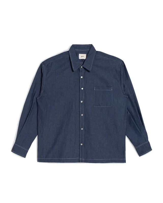 Rinsed Denim Leisure Shirt made by Bather