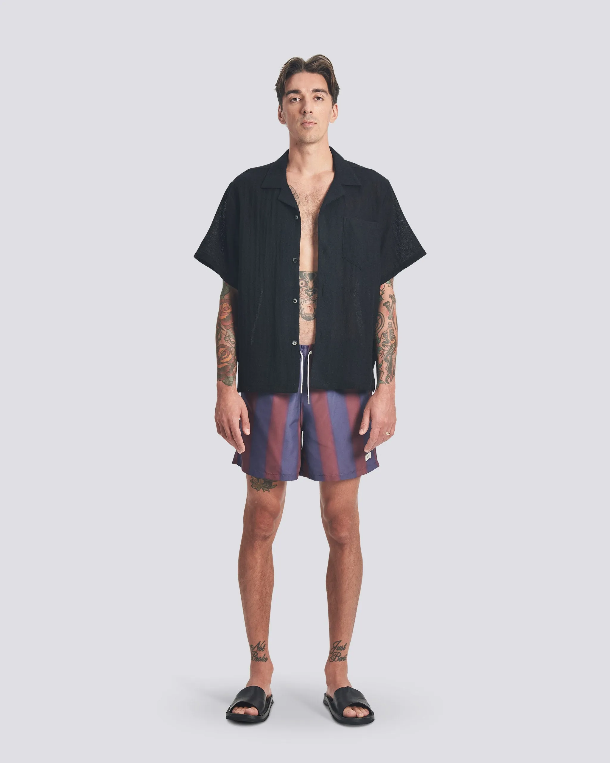 Black Wool Gauze Camp Shirt sold by Bather product image thumbnail 2