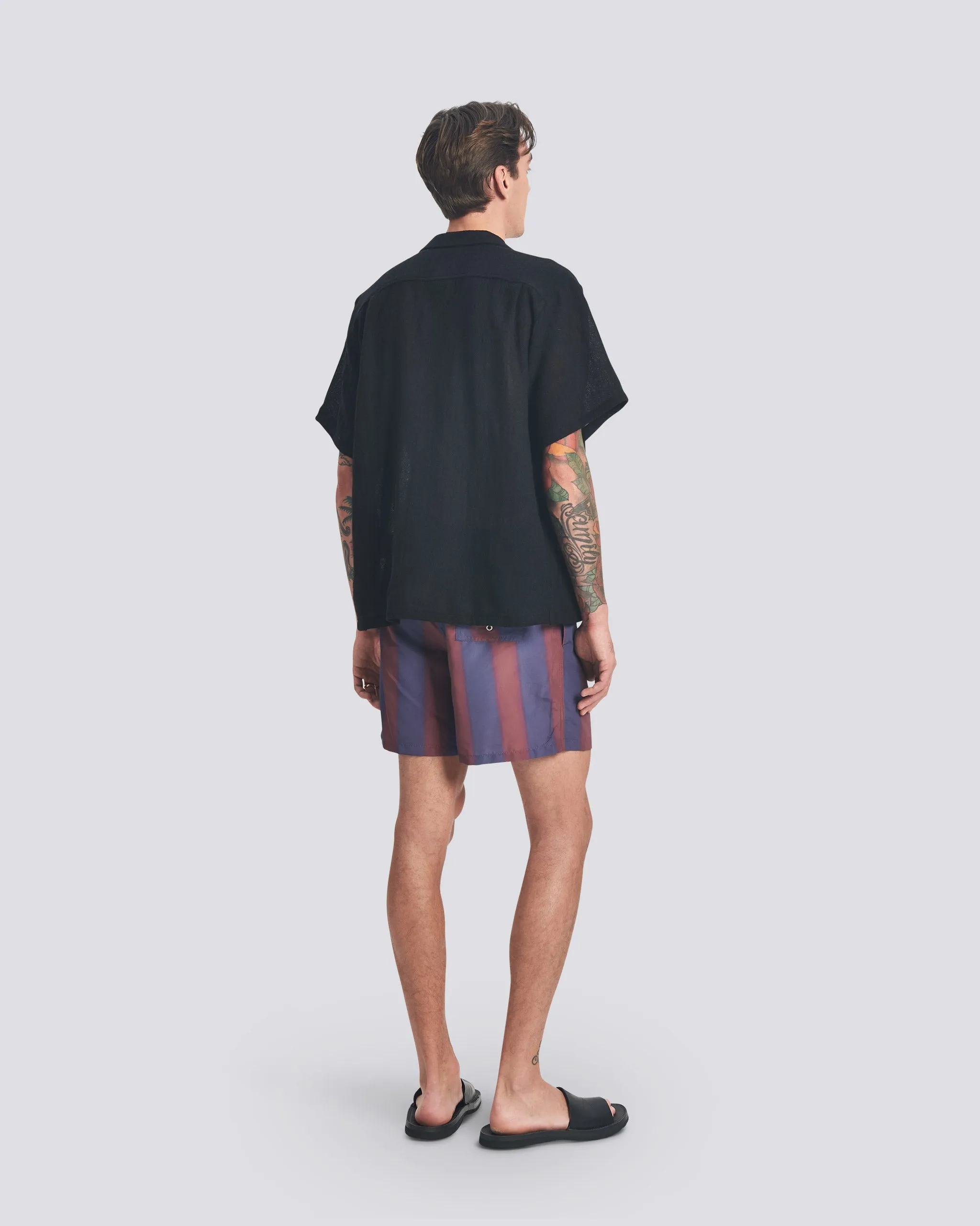 Black Wool Gauze Camp Shirt sold by Bather product image thumbnail 3