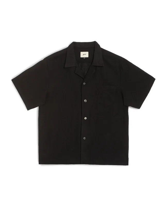 Black Wool Gauze Camp Shirt sold by Bather