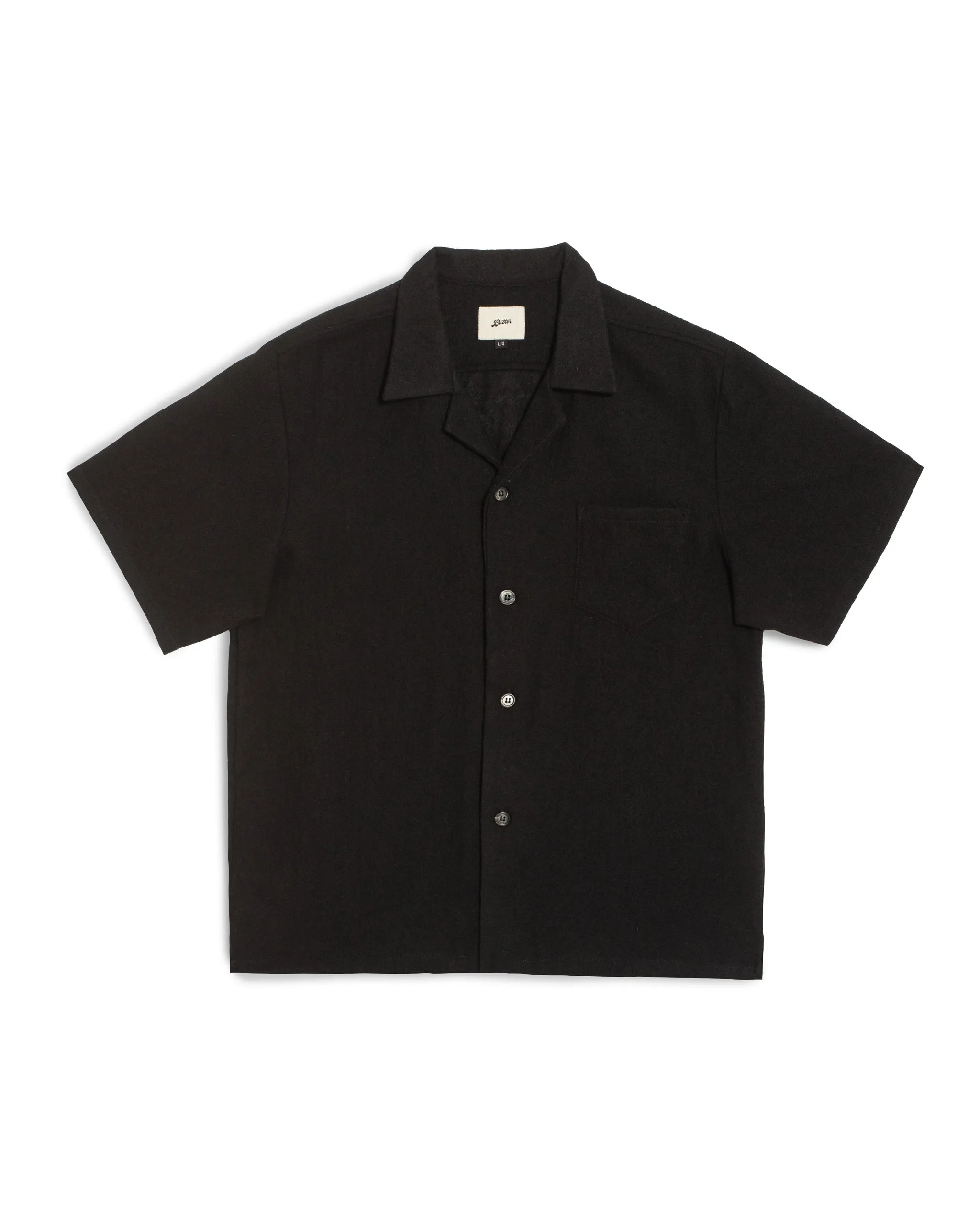 Black Wool Gauze Camp Shirt sold by Bather