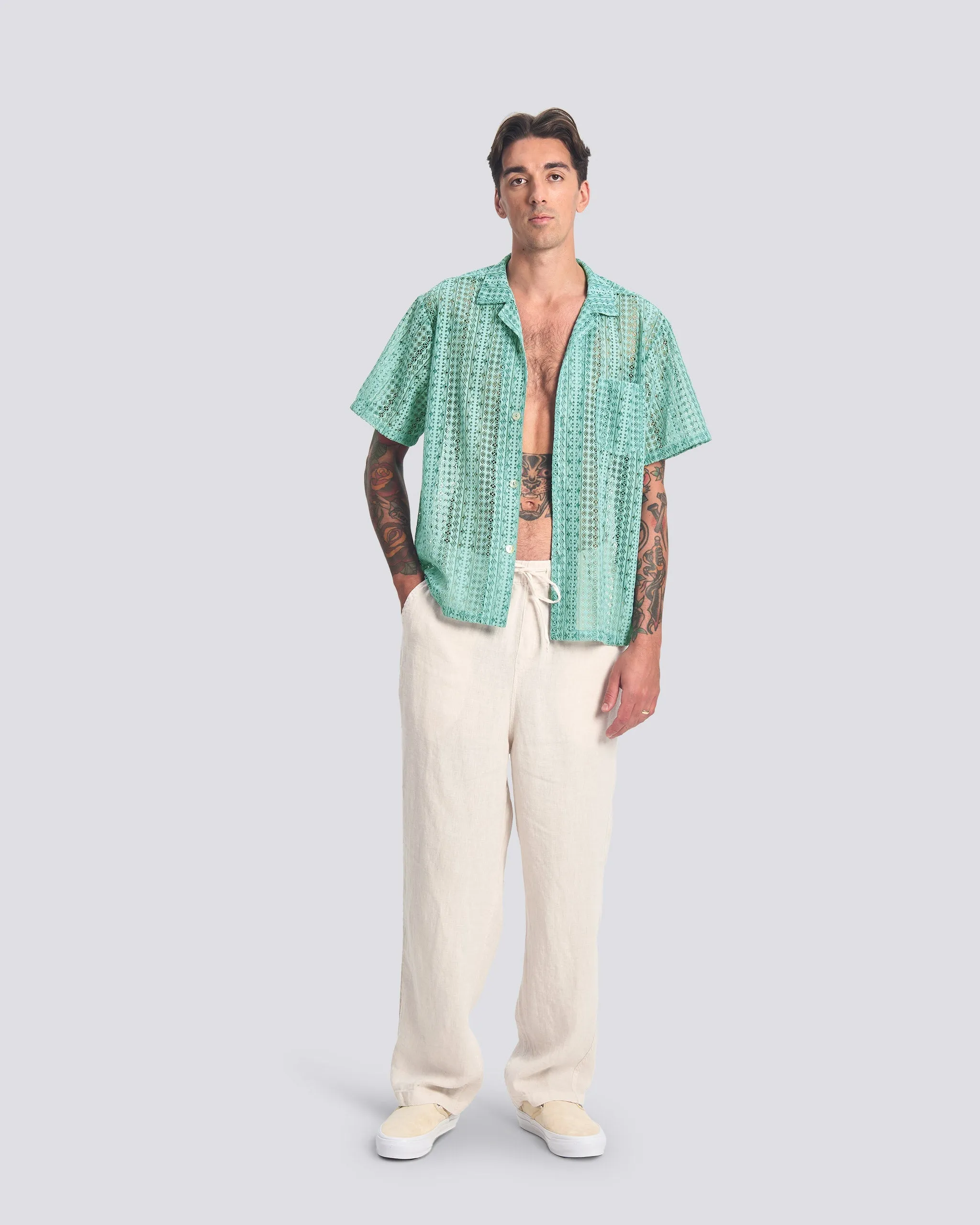 Aqua Gonzo Lace Camp Shirt sold by Bather product image thumbnail 2
