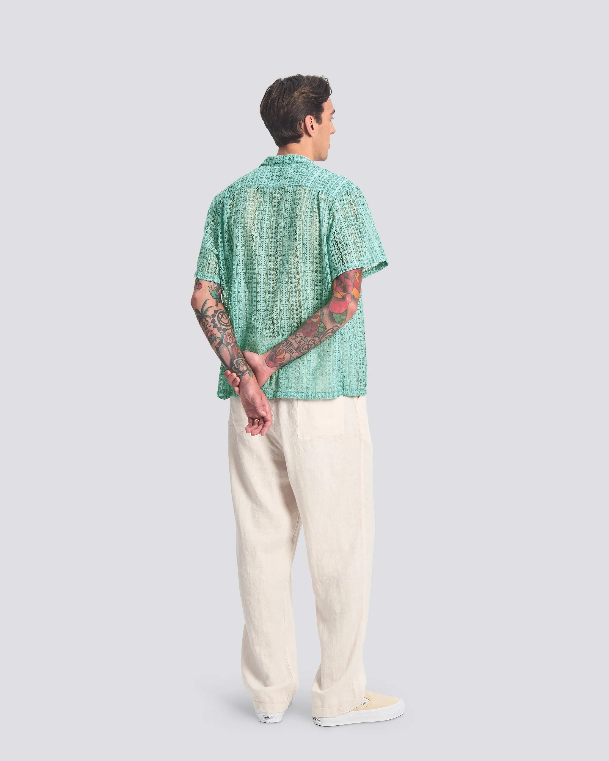 Aqua Gonzo Lace Camp Shirt sold by Bather product image thumbnail 3