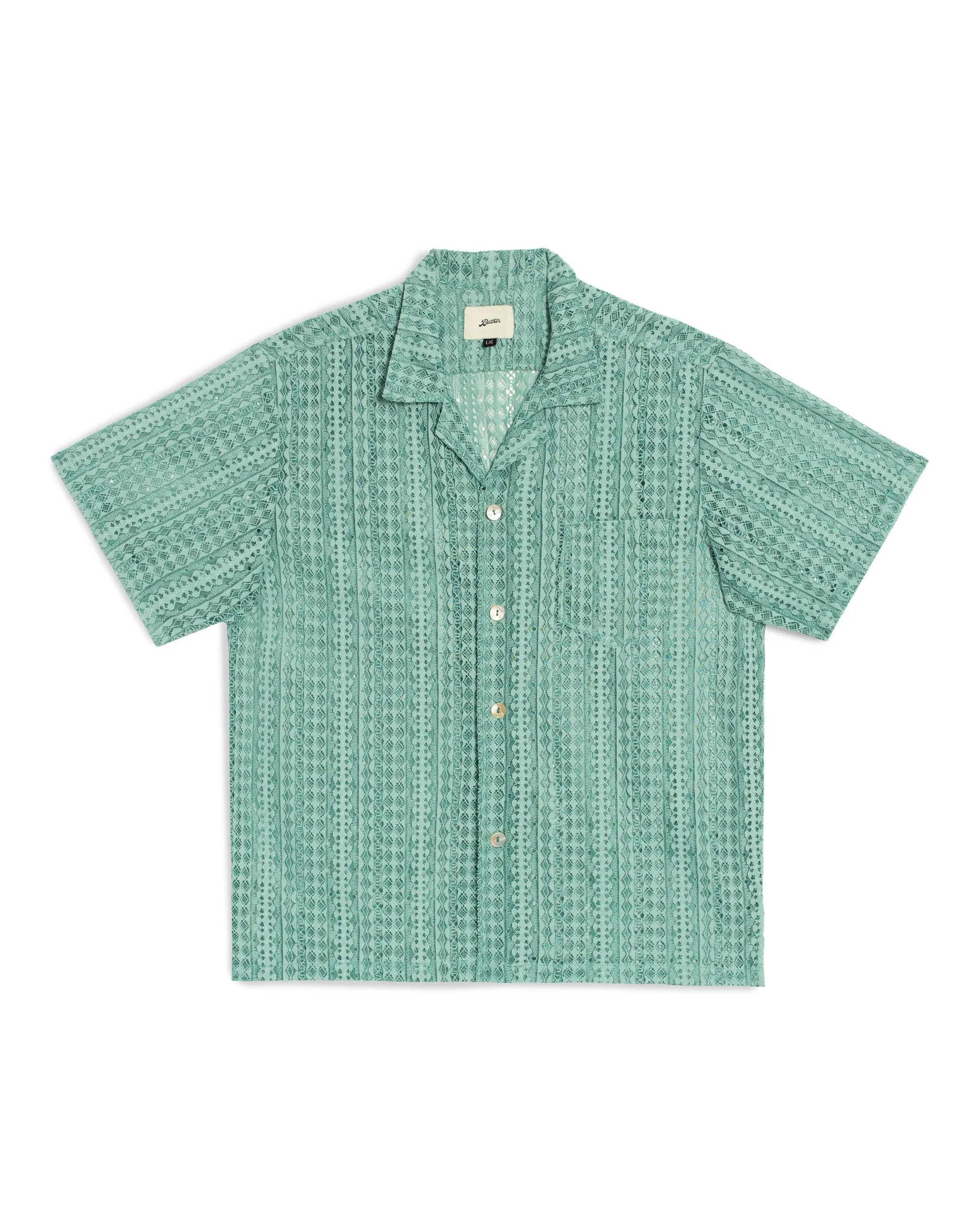 Aqua Gonzo Lace Camp Shirt sold by Bather