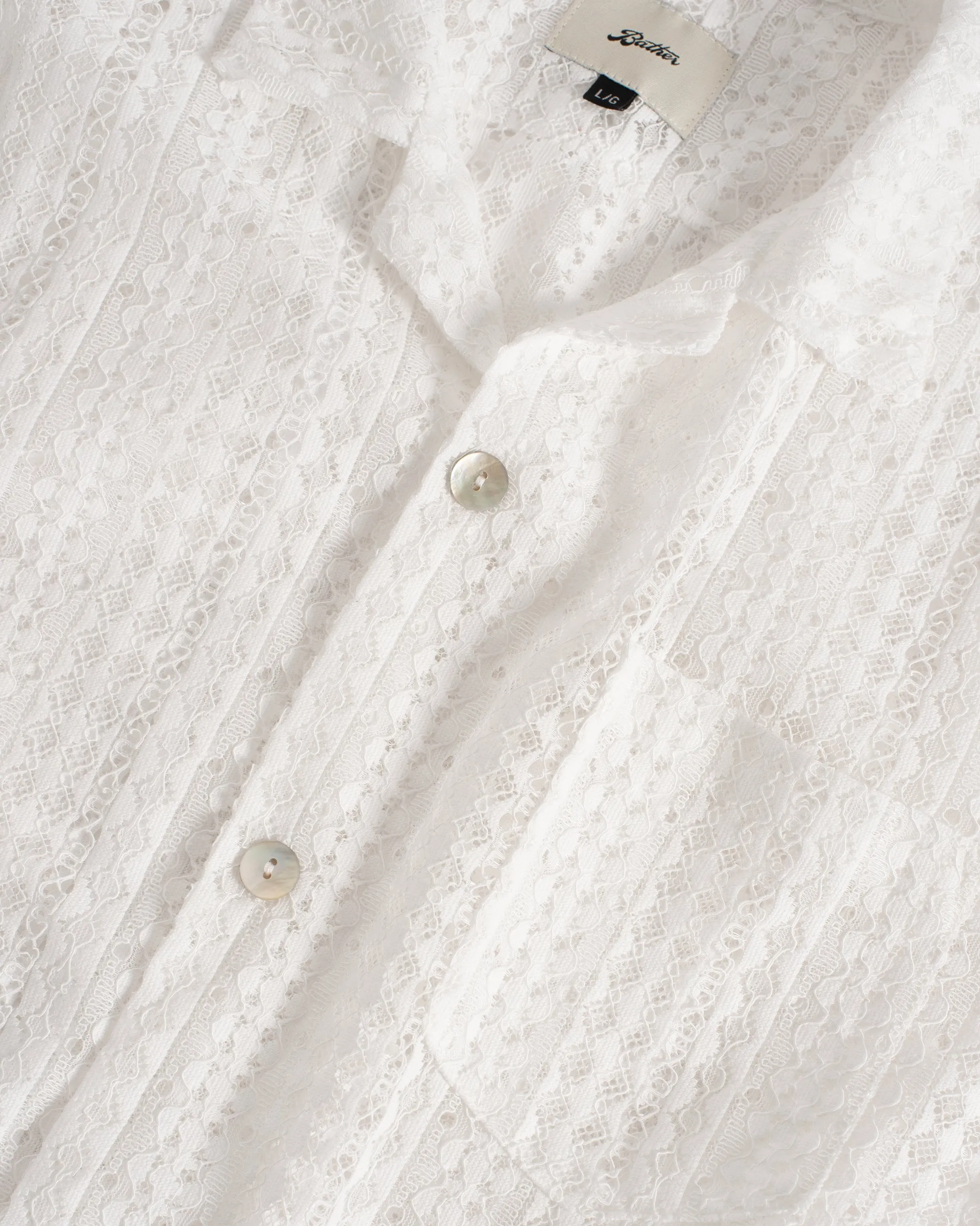 White Gonzo Lace Camp Shirt sold by Bather product image thumbnail 4