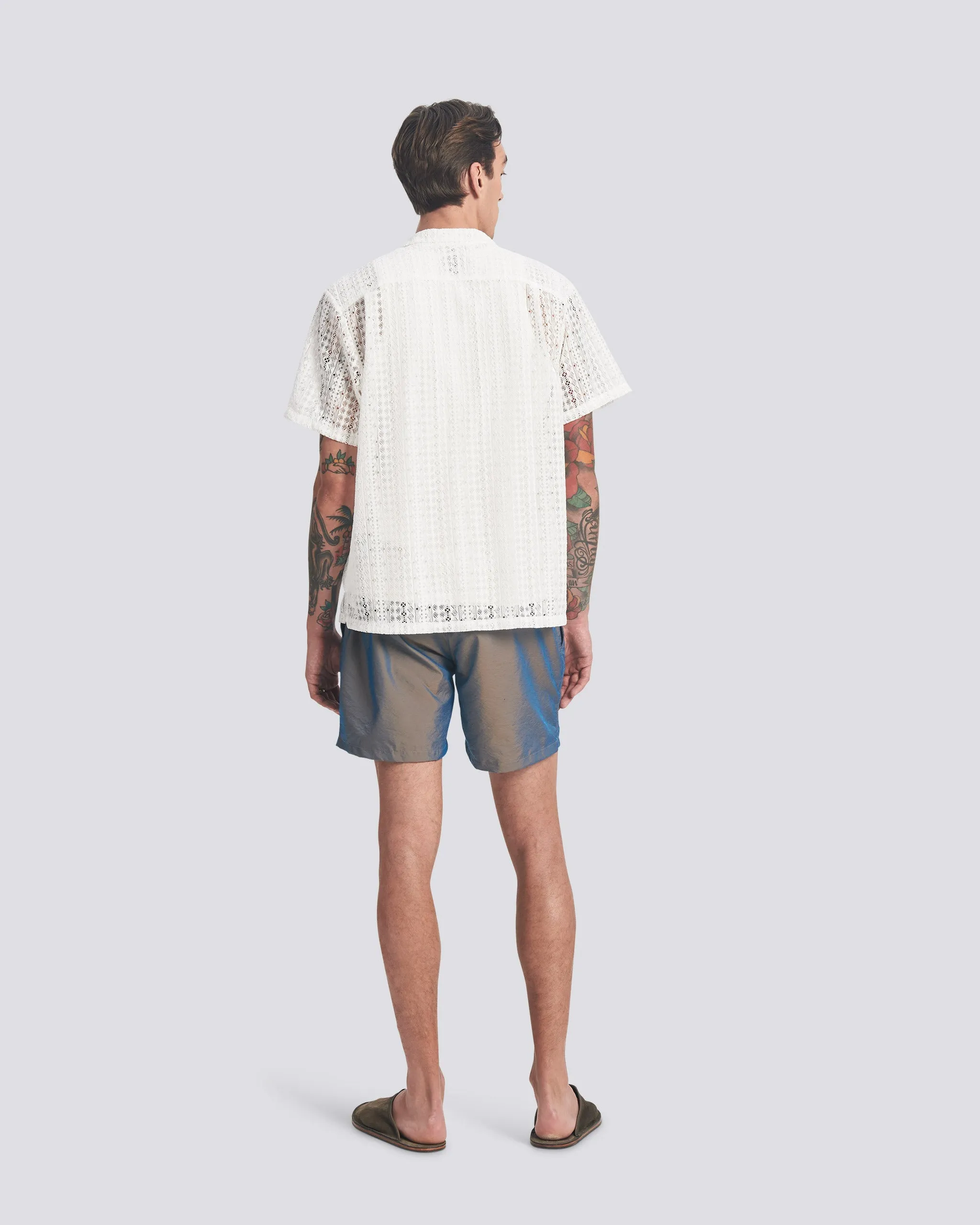 White Gonzo Lace Camp Shirt sold by Bather product image thumbnail 3