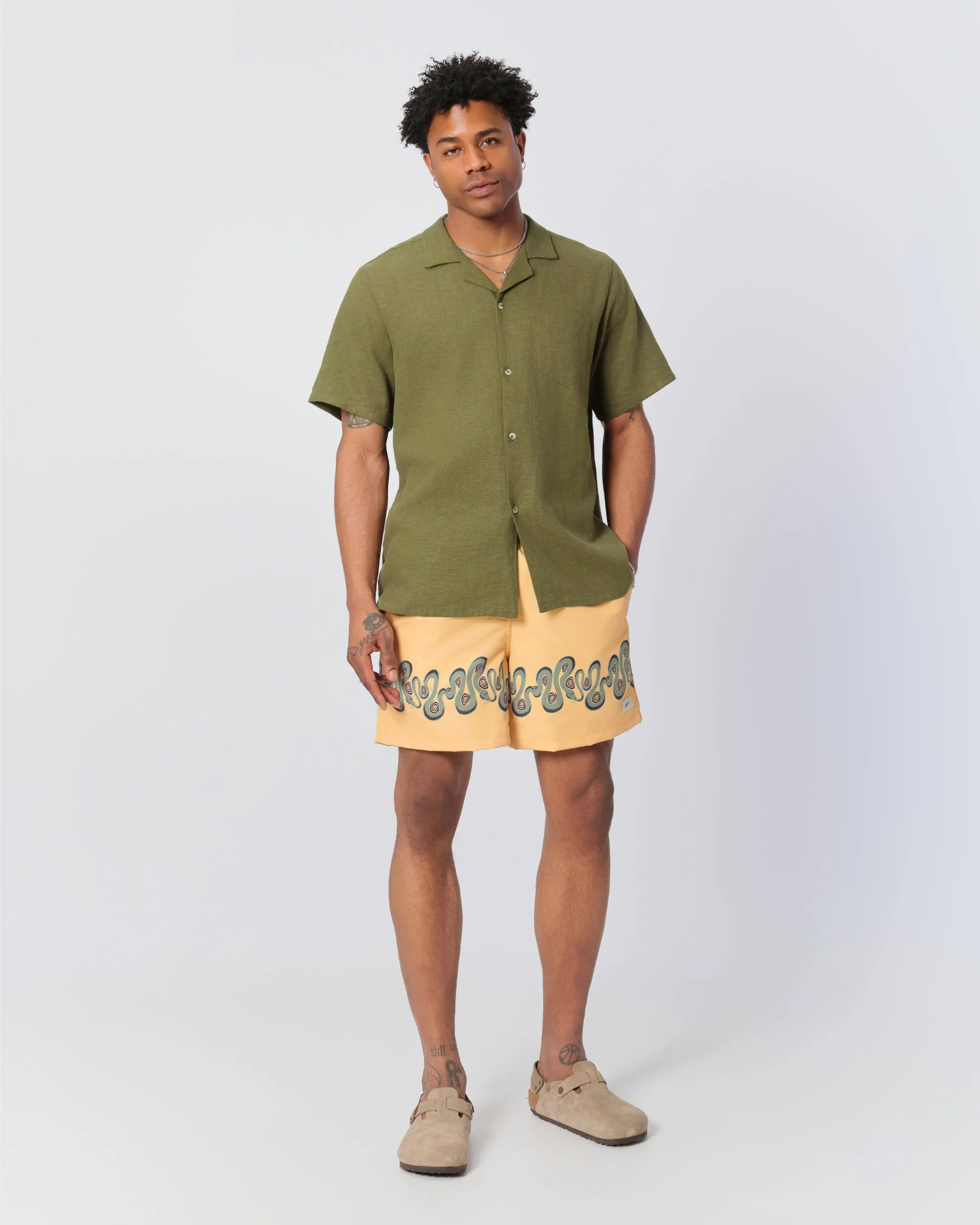 Olive Linen Camp Shirt sold by Bather product image thumbnail 2