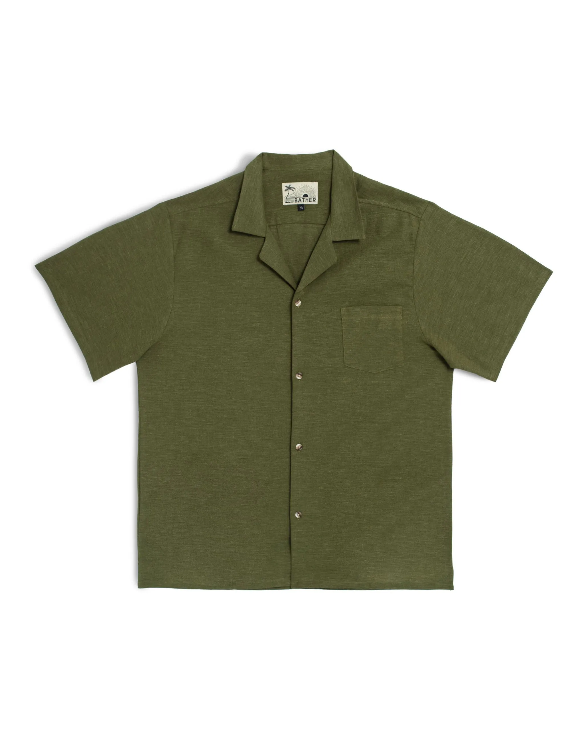 Olive Linen Camp Shirt sold by Bather