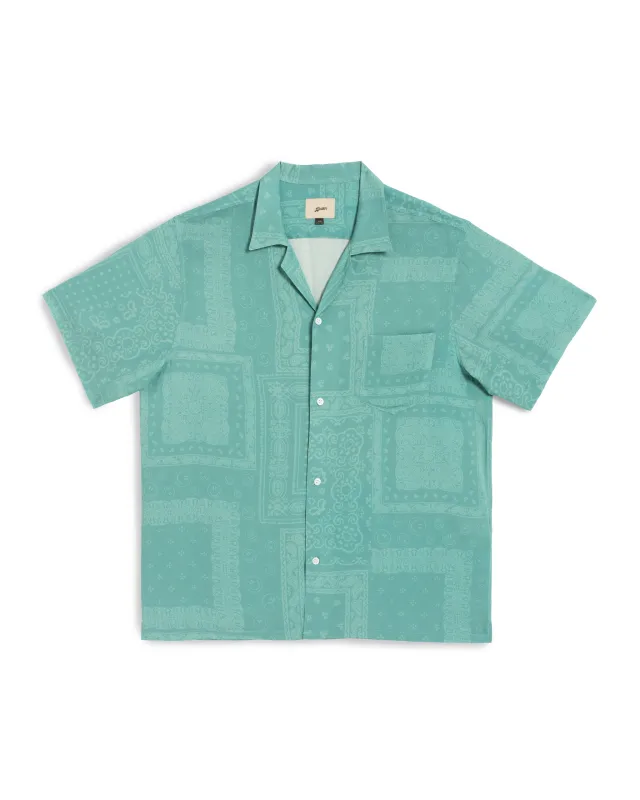 Teal Tonal Bandana Camp Shirt sold by Bather