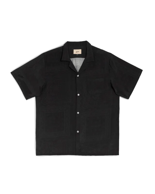Black Tonal Bandana Camp Shirt sold by Bather
