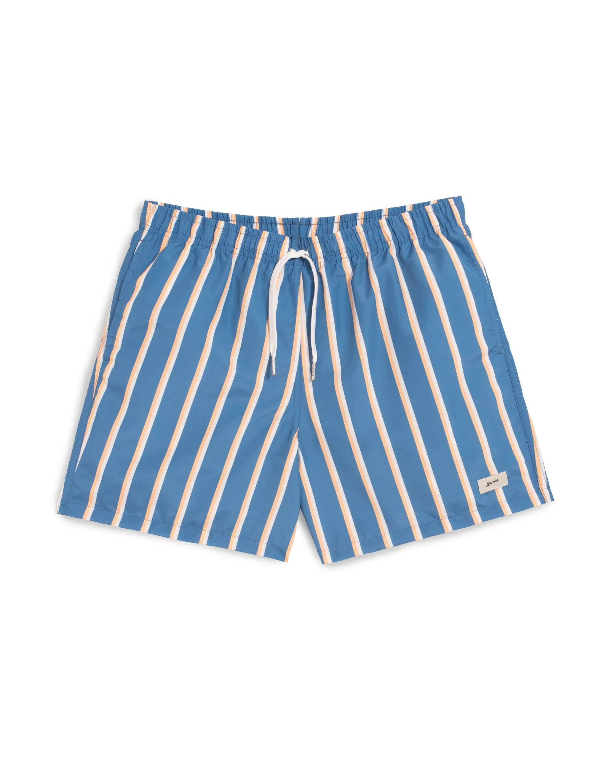 Yellow & White Fine Stripe Swim Trunk sold by Bather