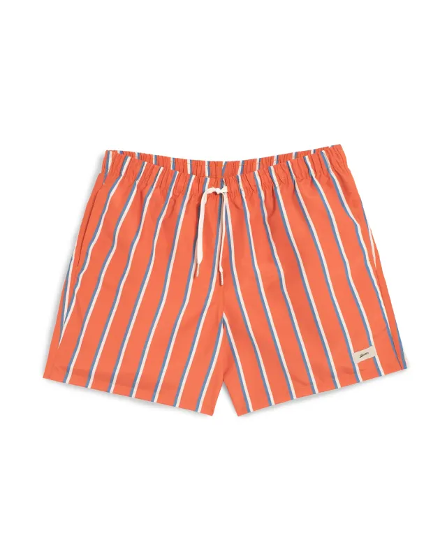 Blue & White Fine Stripe Swim Trunk sold by Bather