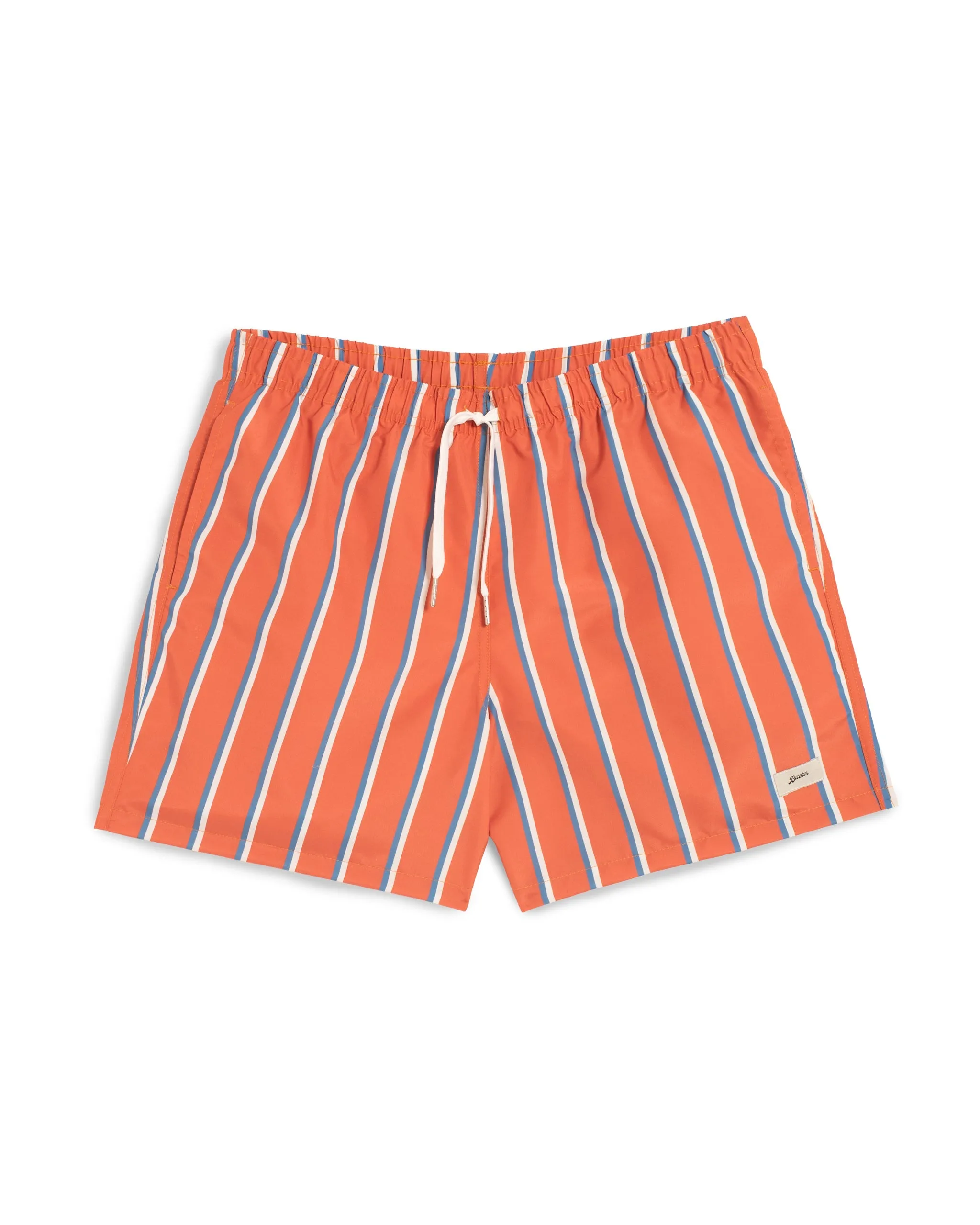 Blue & White Fine Stripe Swim Trunk sold by Bather