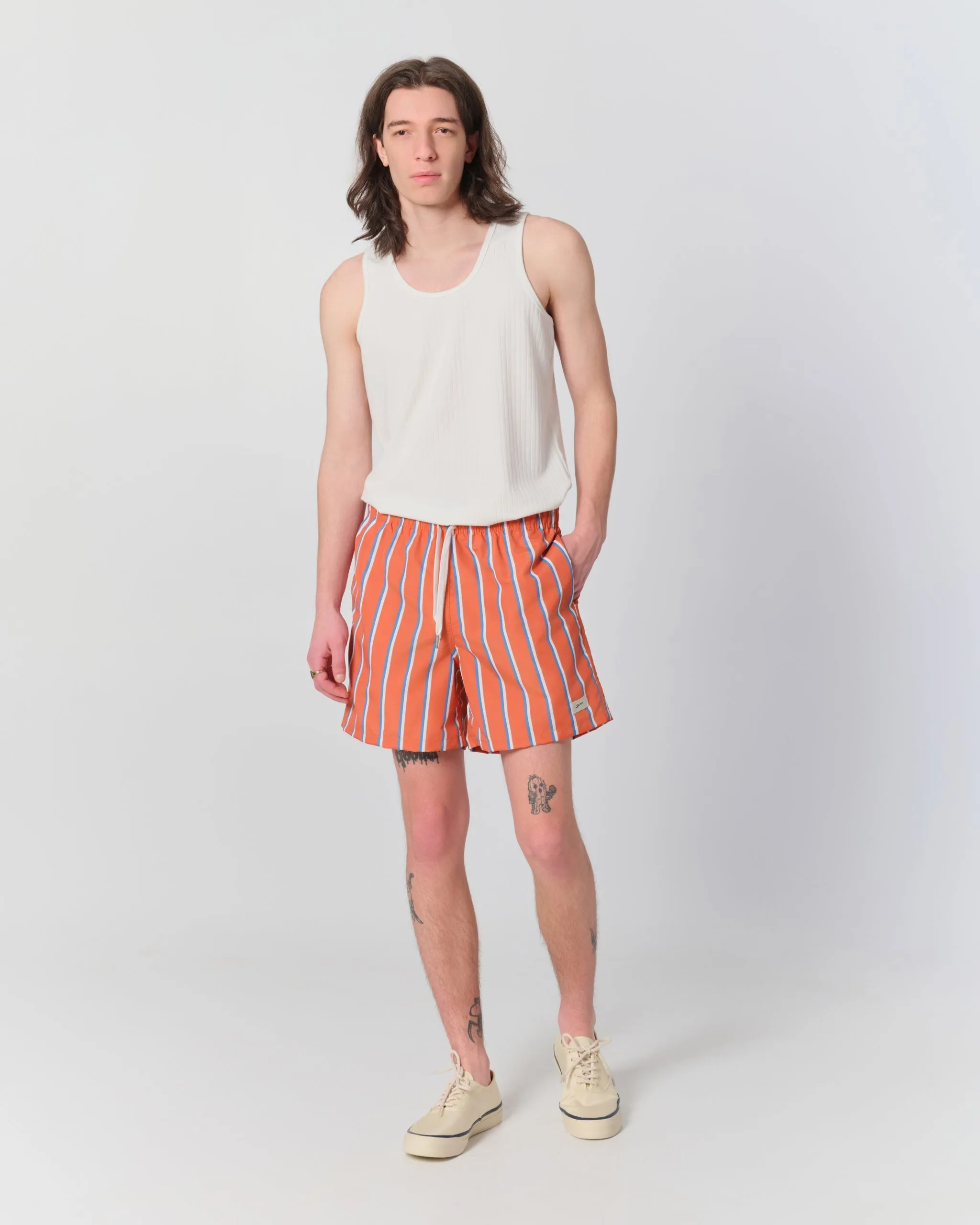 Blue & White Fine Stripe Swim Trunk sold by Bather product image thumbnail 2