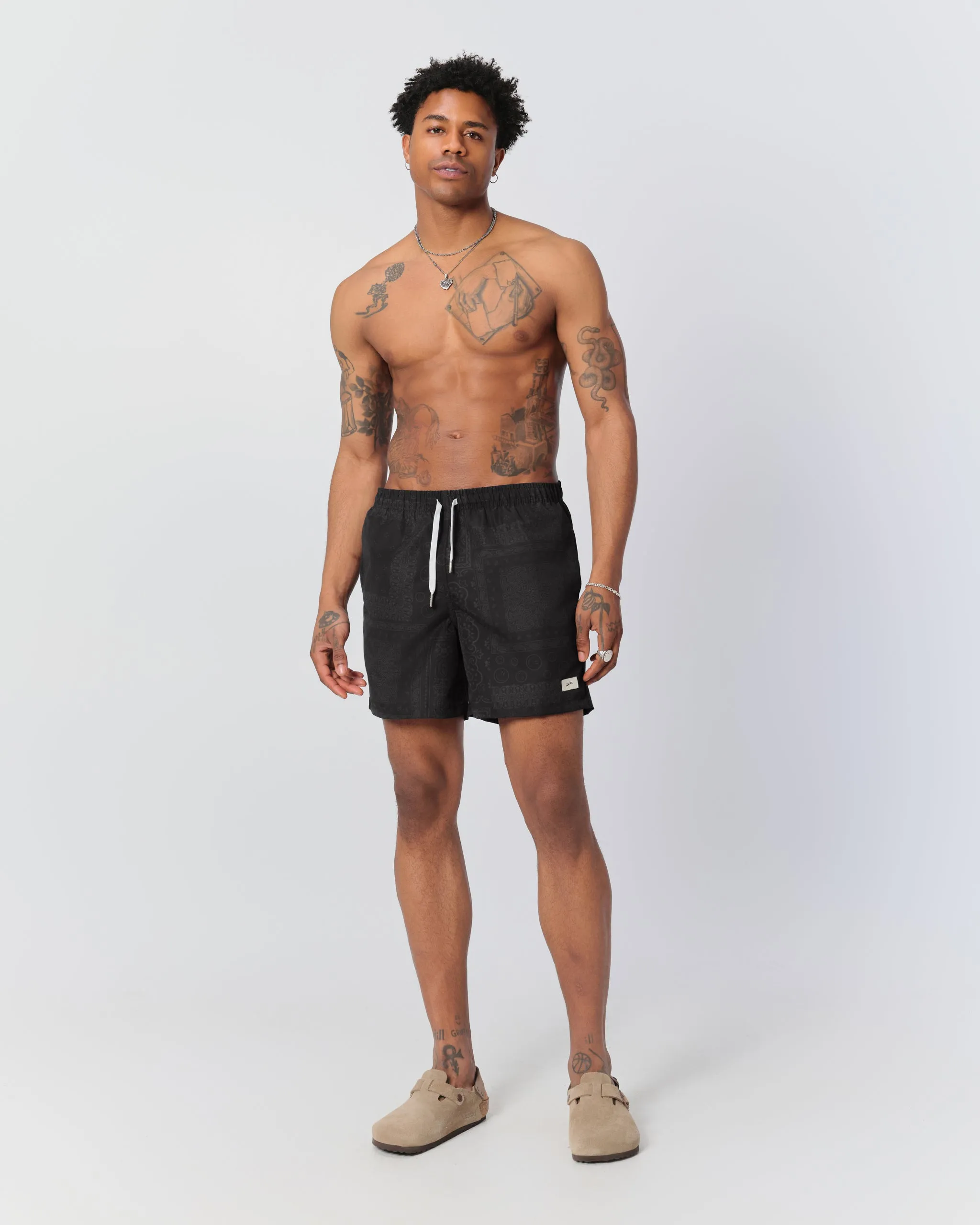 Black Tonal Bandana Swim Trunk sold by Bather product image thumbnail 2