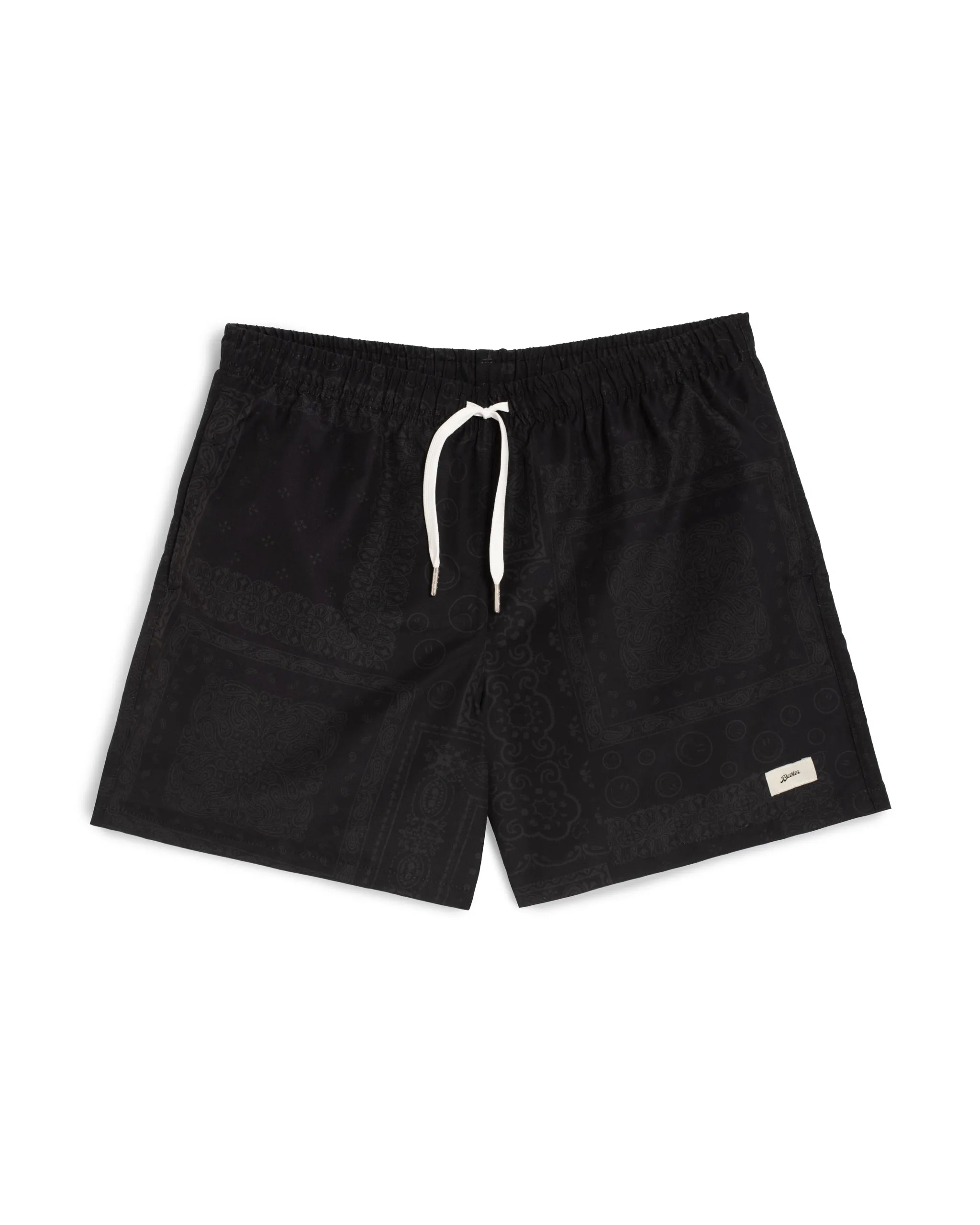 Black Tonal Bandana Swim Trunk sold by Bather