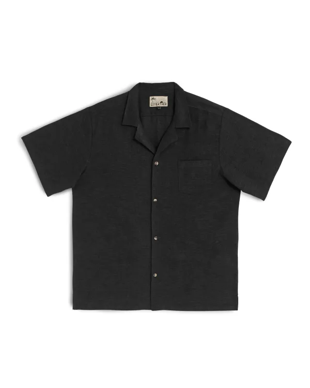 Black Linen Camp Shirt sold by Bather