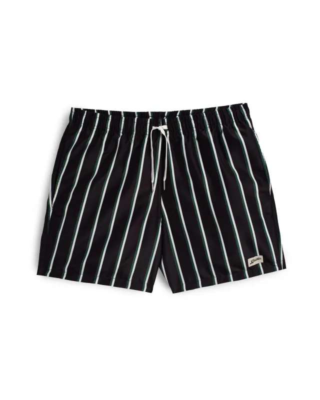 Green & White Fine Stripe Swim Trunk sold by Bather