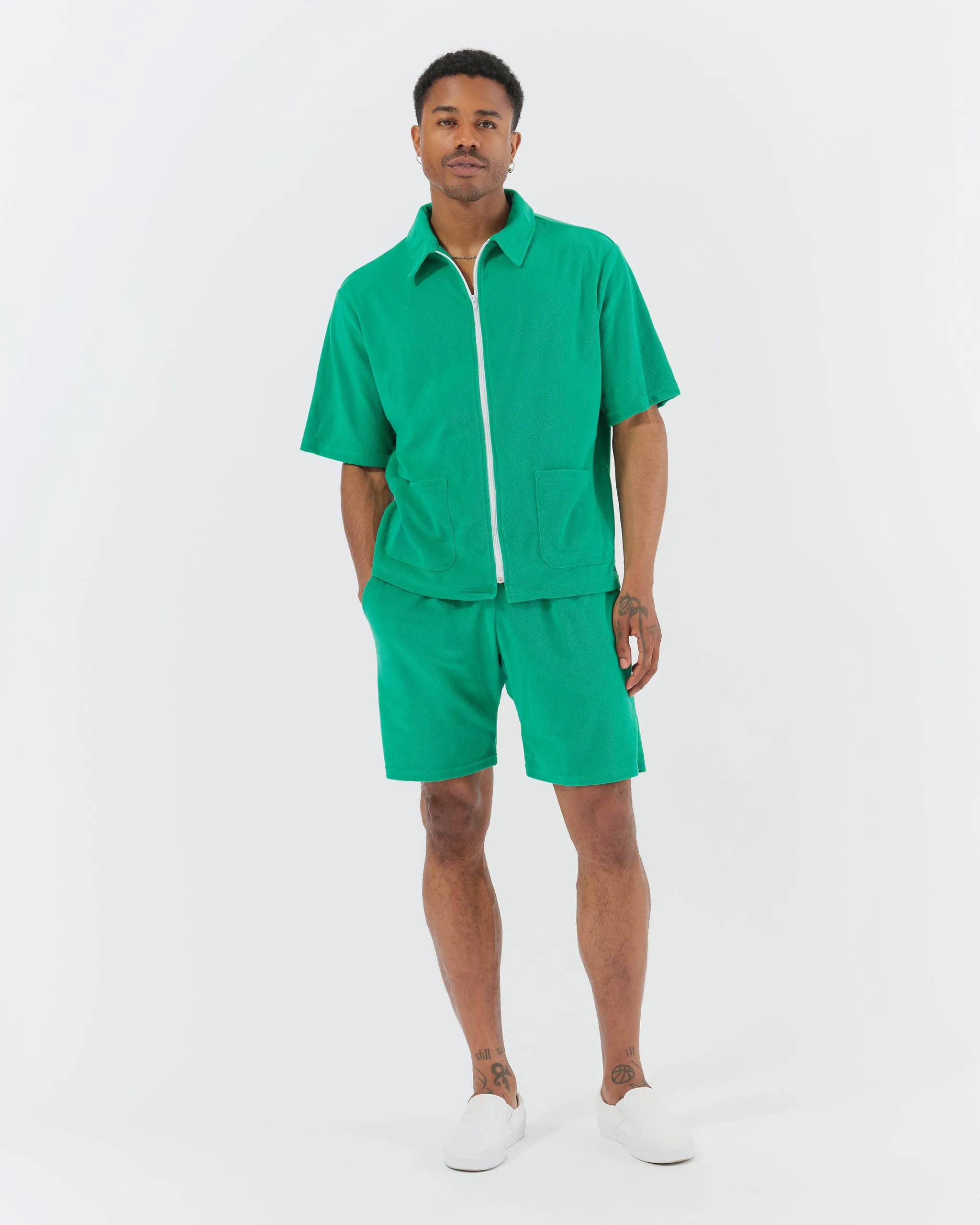 Lawn Terry Zip Polo sold by Bather product image thumbnail 2