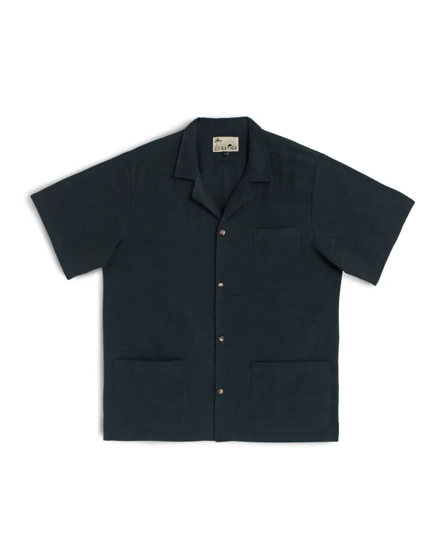Navy Linen Traveler Shirt sold by Bather