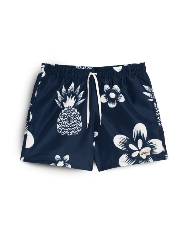 Midnight Coastal Floral Swim Trunk sold by Bather
