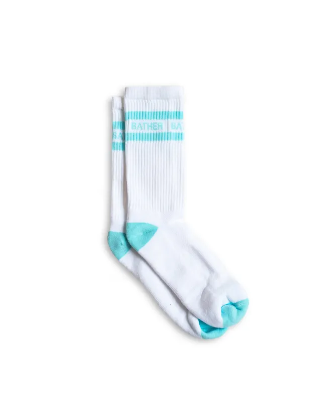 Sea Foam Striped Sock sold by Bather