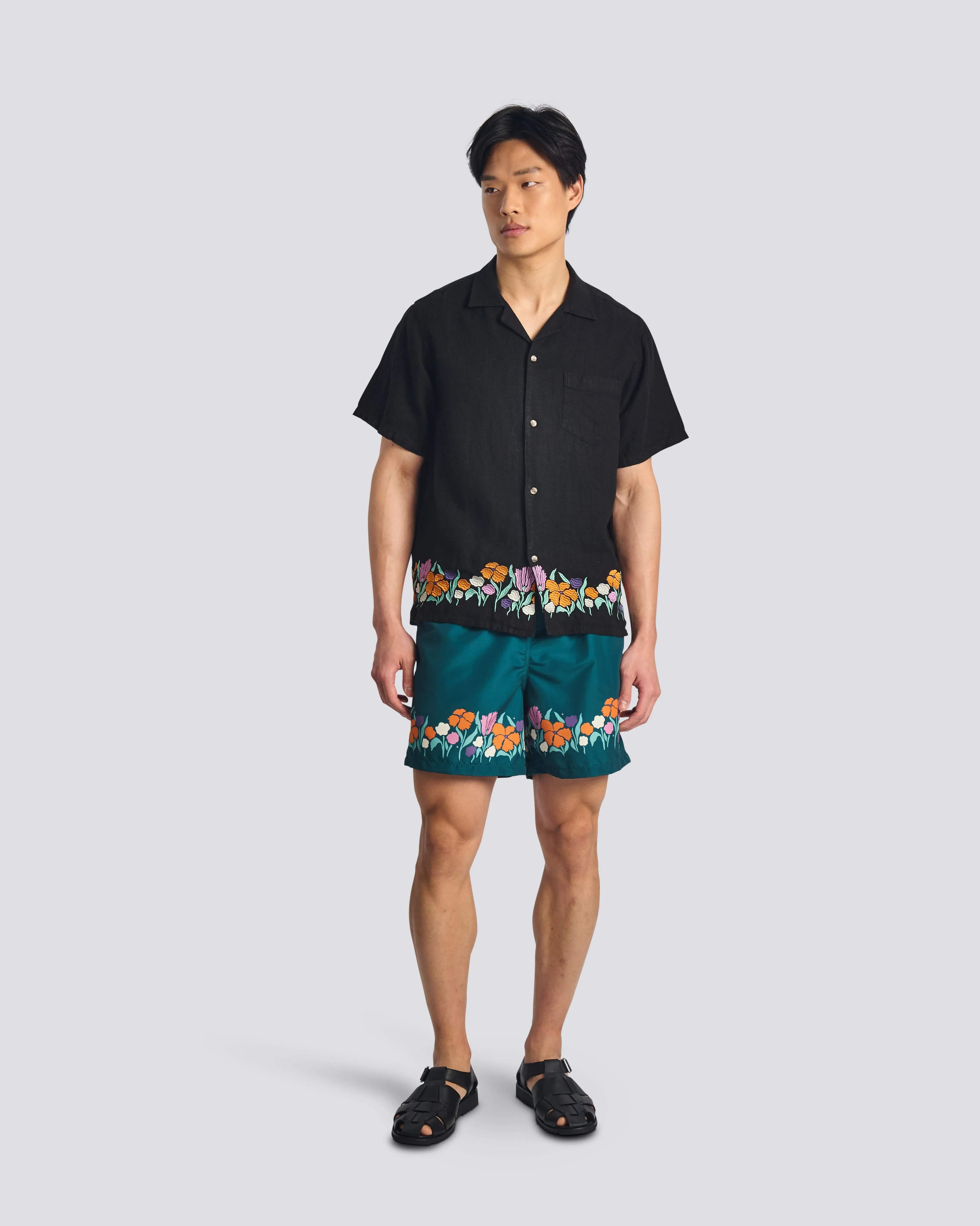 Black Lawn Linen Camp Shirt sold by Bather product image thumbnail 2