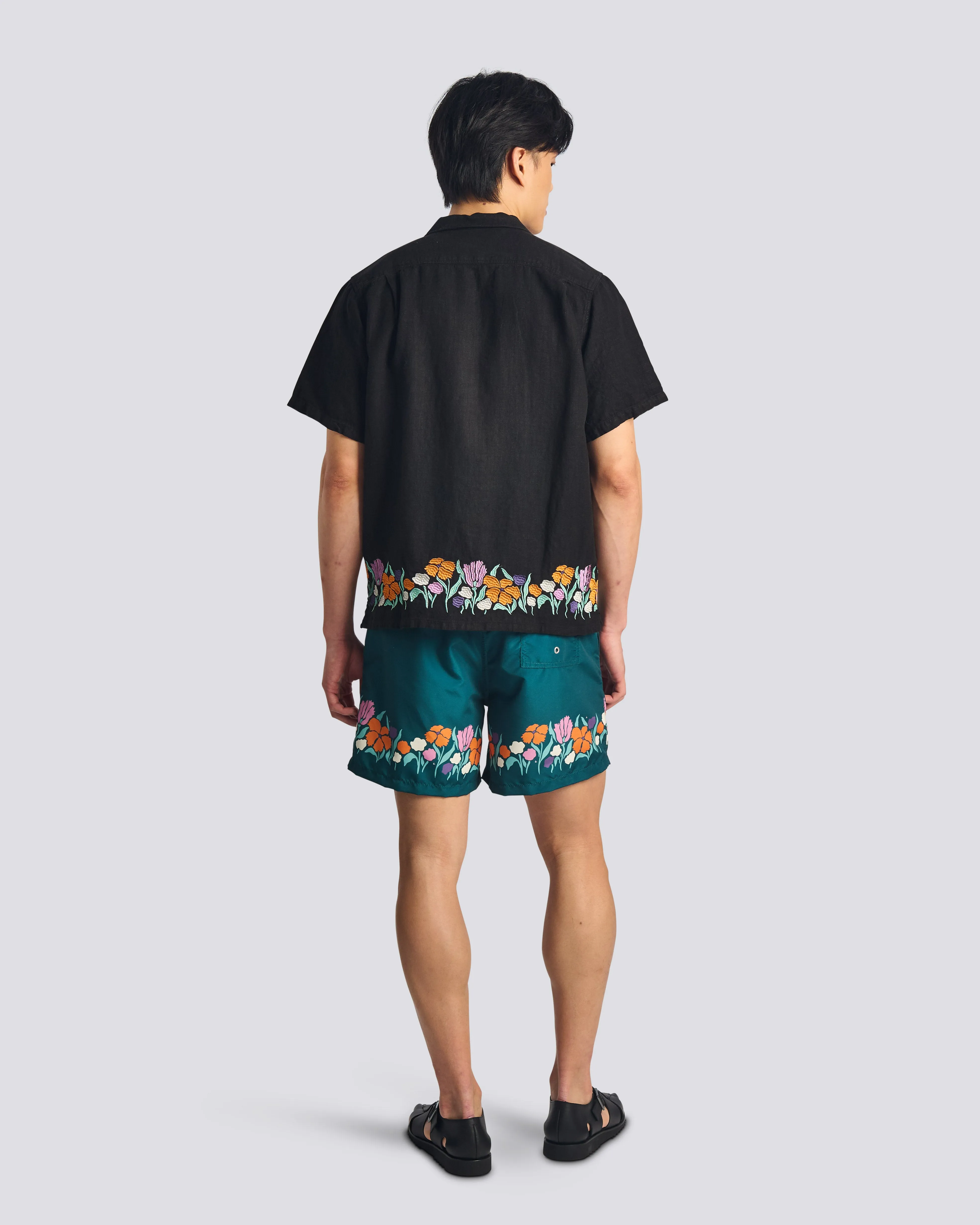 Black Lawn Linen Camp Shirt sold by Bather product image thumbnail 3
