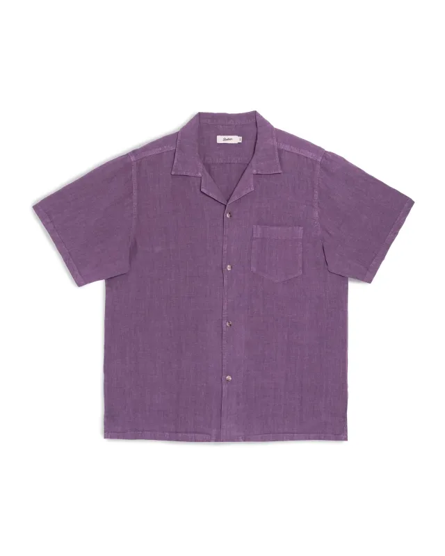 Grape Linen Camp Shirt made by Bather