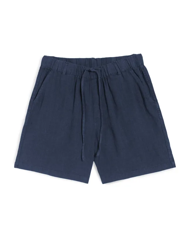 Navy Linen Leisure Short made by Bather