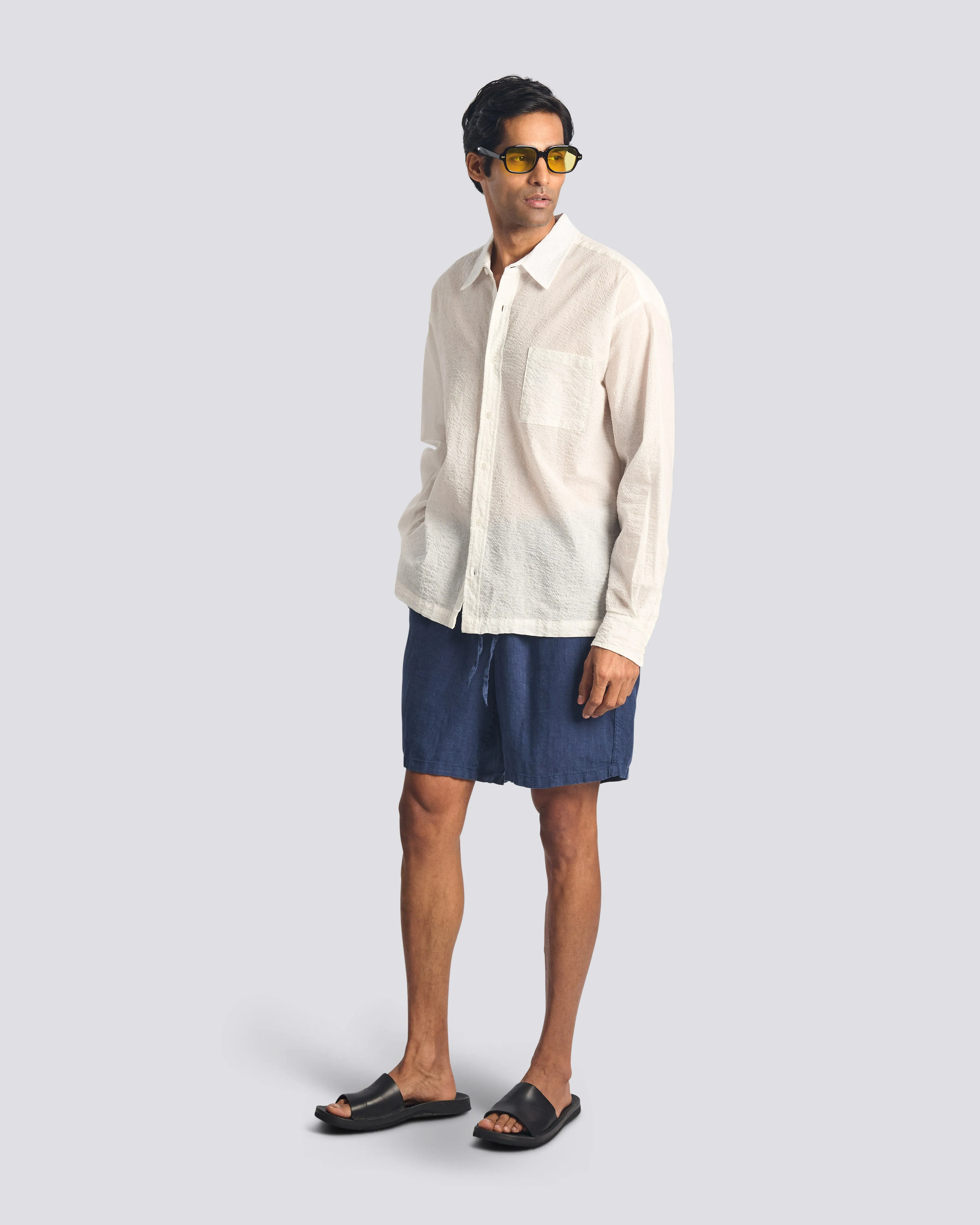 Navy Linen Leisure Short sold by Bather product image thumbnail 2
