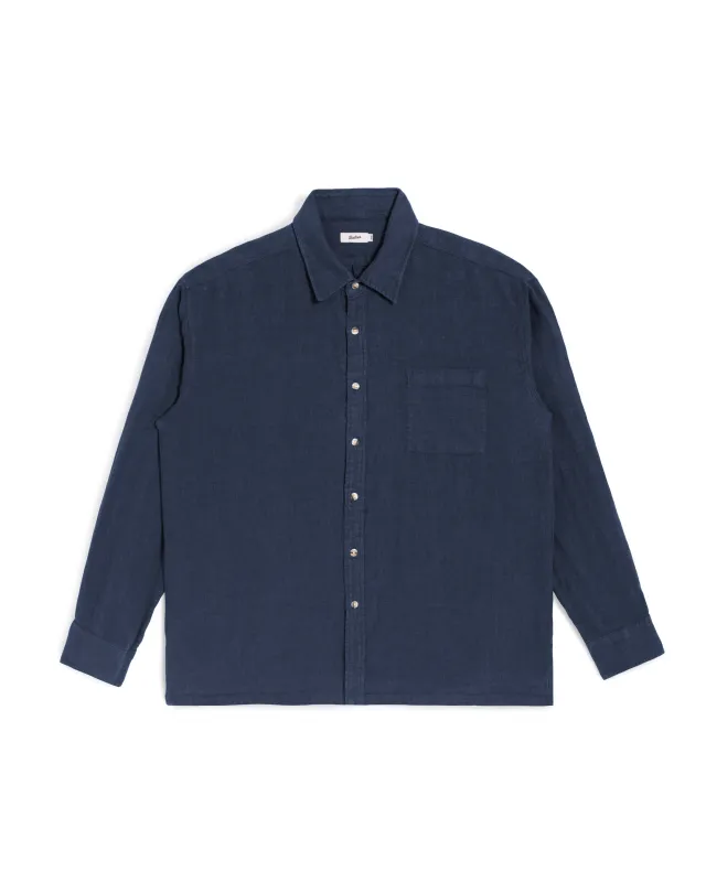 Navy Linen Leisure Shirt made by Bather