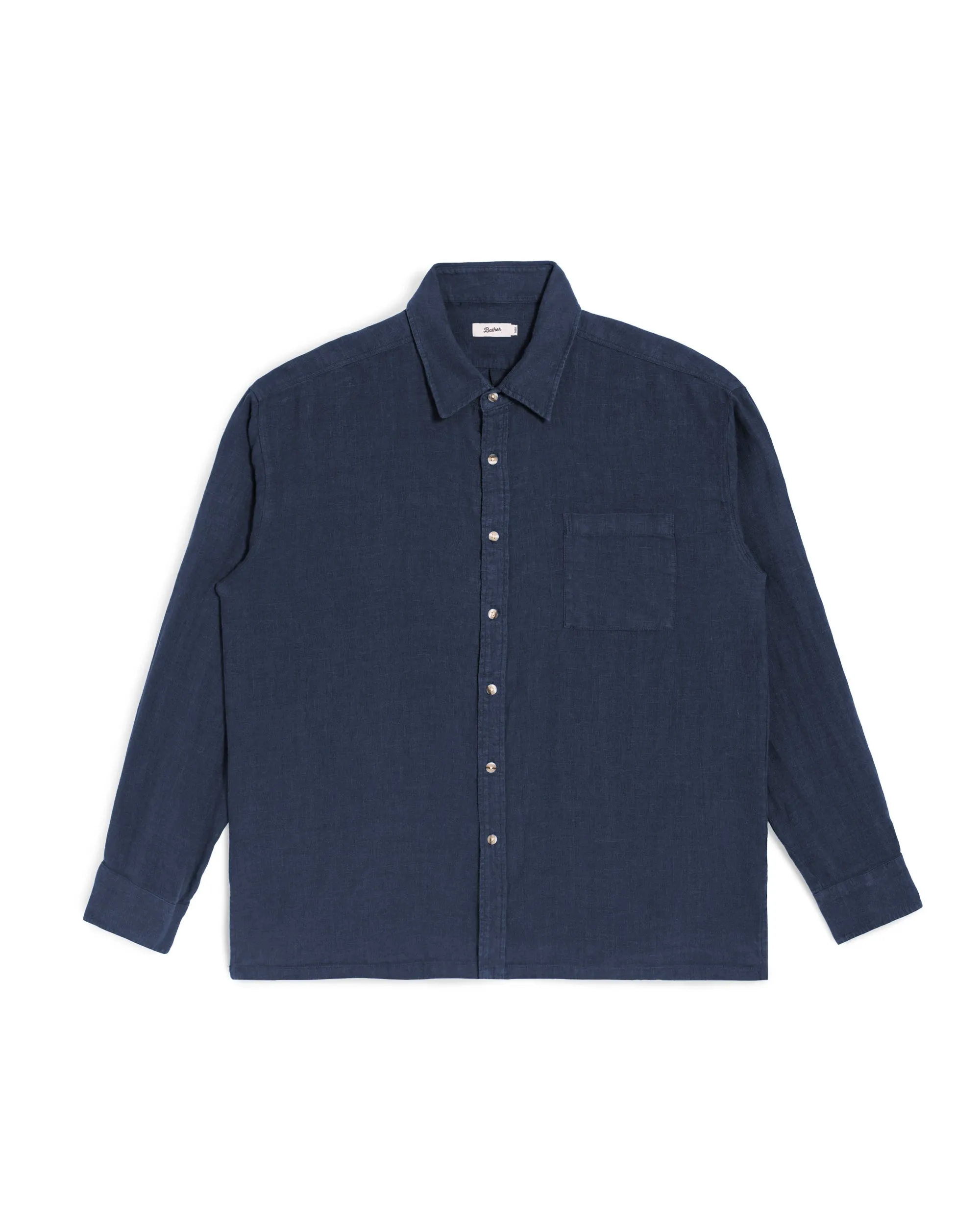 Navy Linen Leisure Shirt sold by Bather