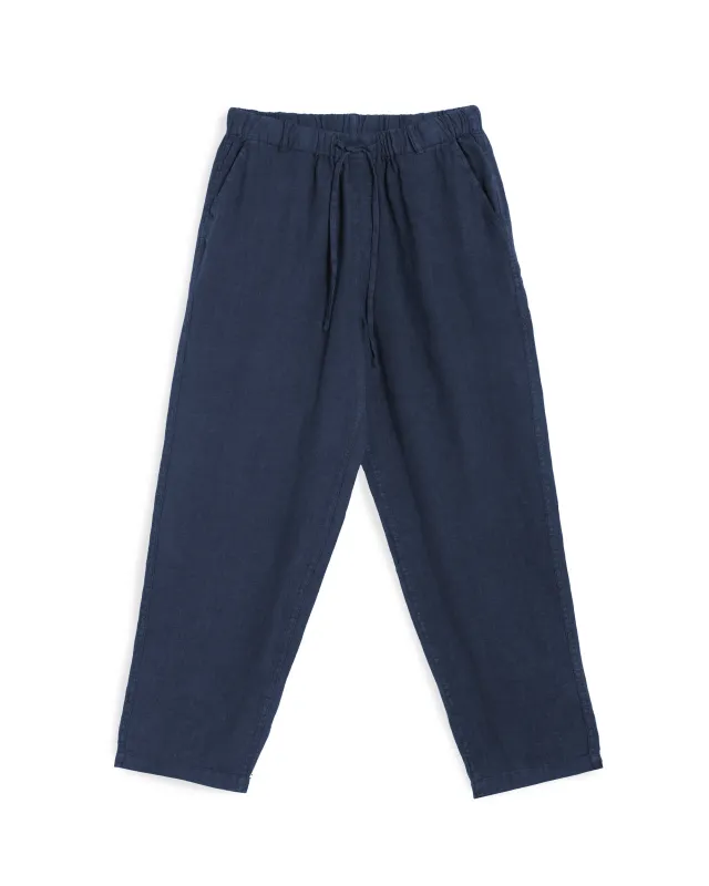 Navy Linen Leisure Pant made by Bather
