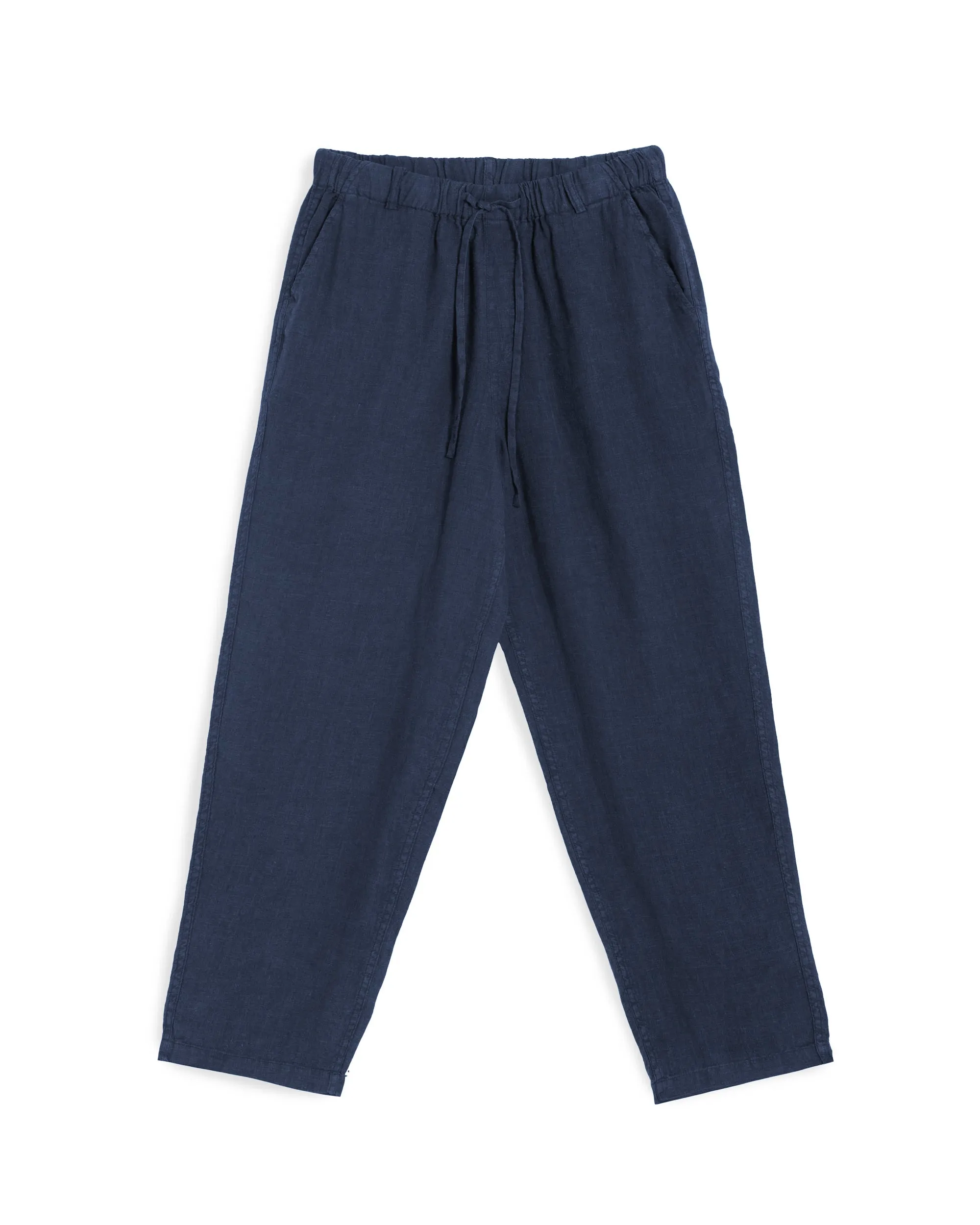 Navy Linen Leisure Pant sold by Bather