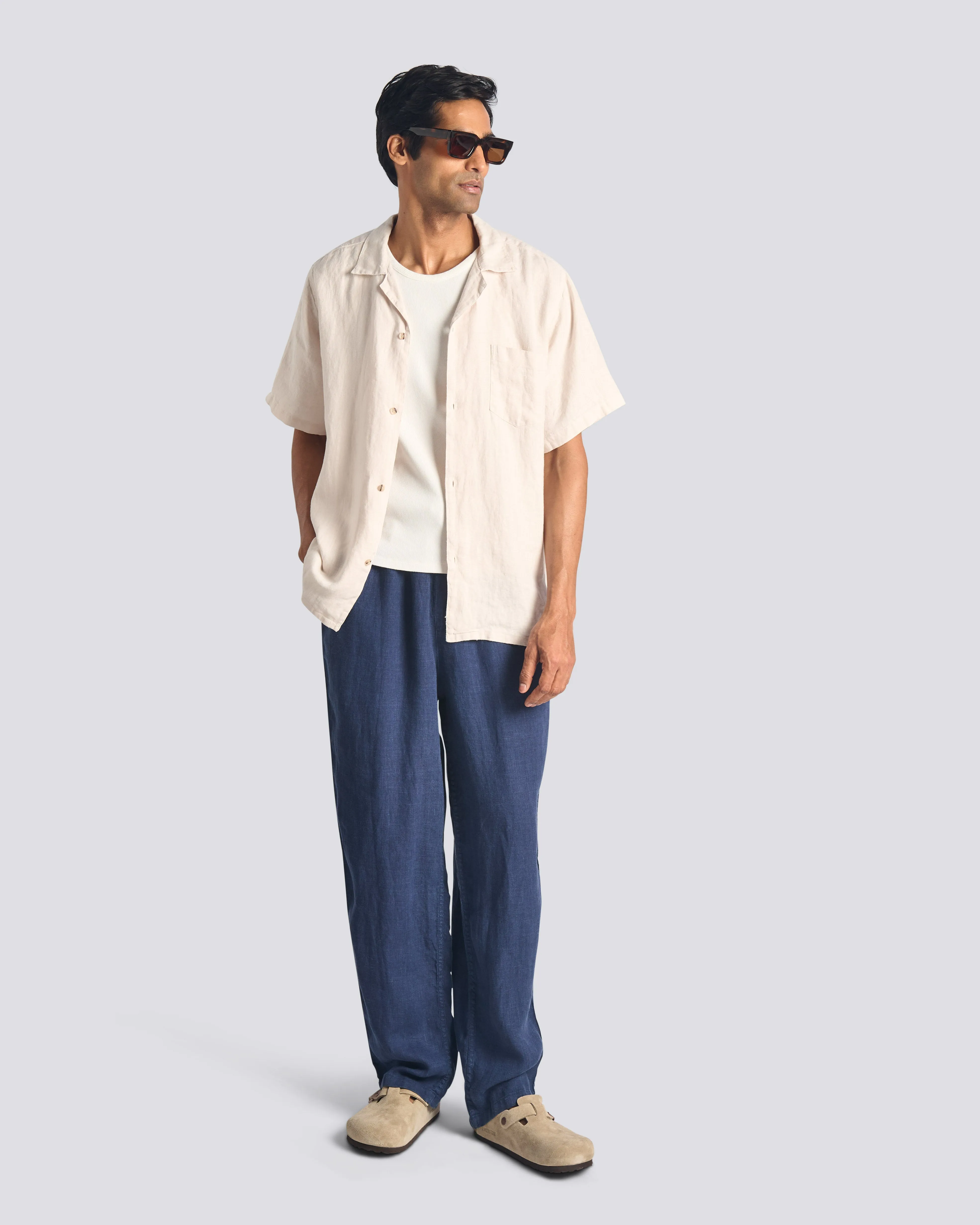 Navy Linen Leisure Pant sold by Bather product image thumbnail 2