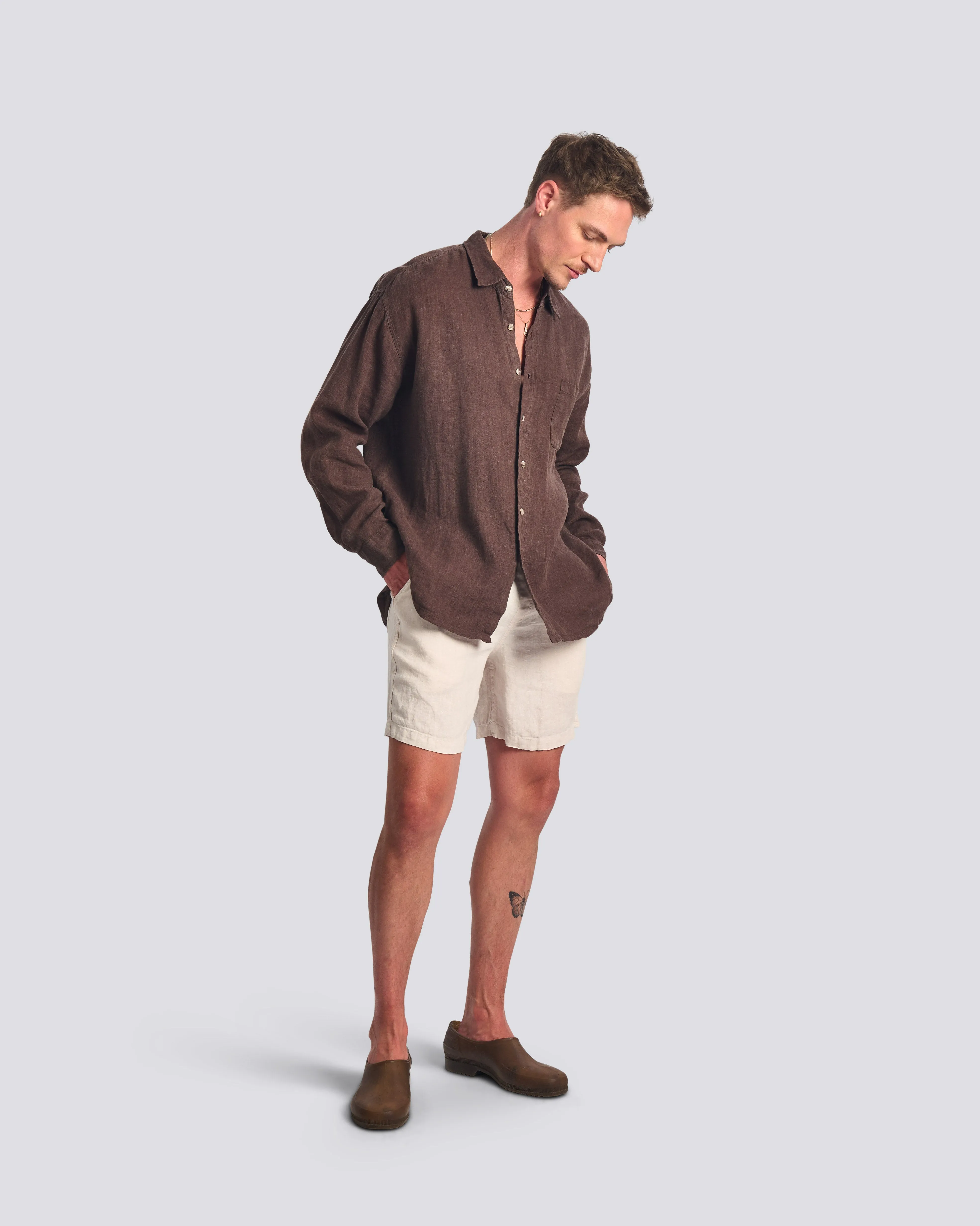 Espresso Linen Leisure Shirt sold by Bather product image thumbnail 2