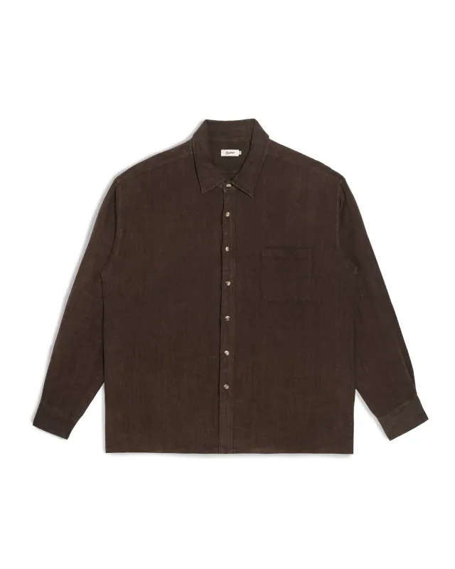 Espresso Linen Leisure Shirt made by Bather