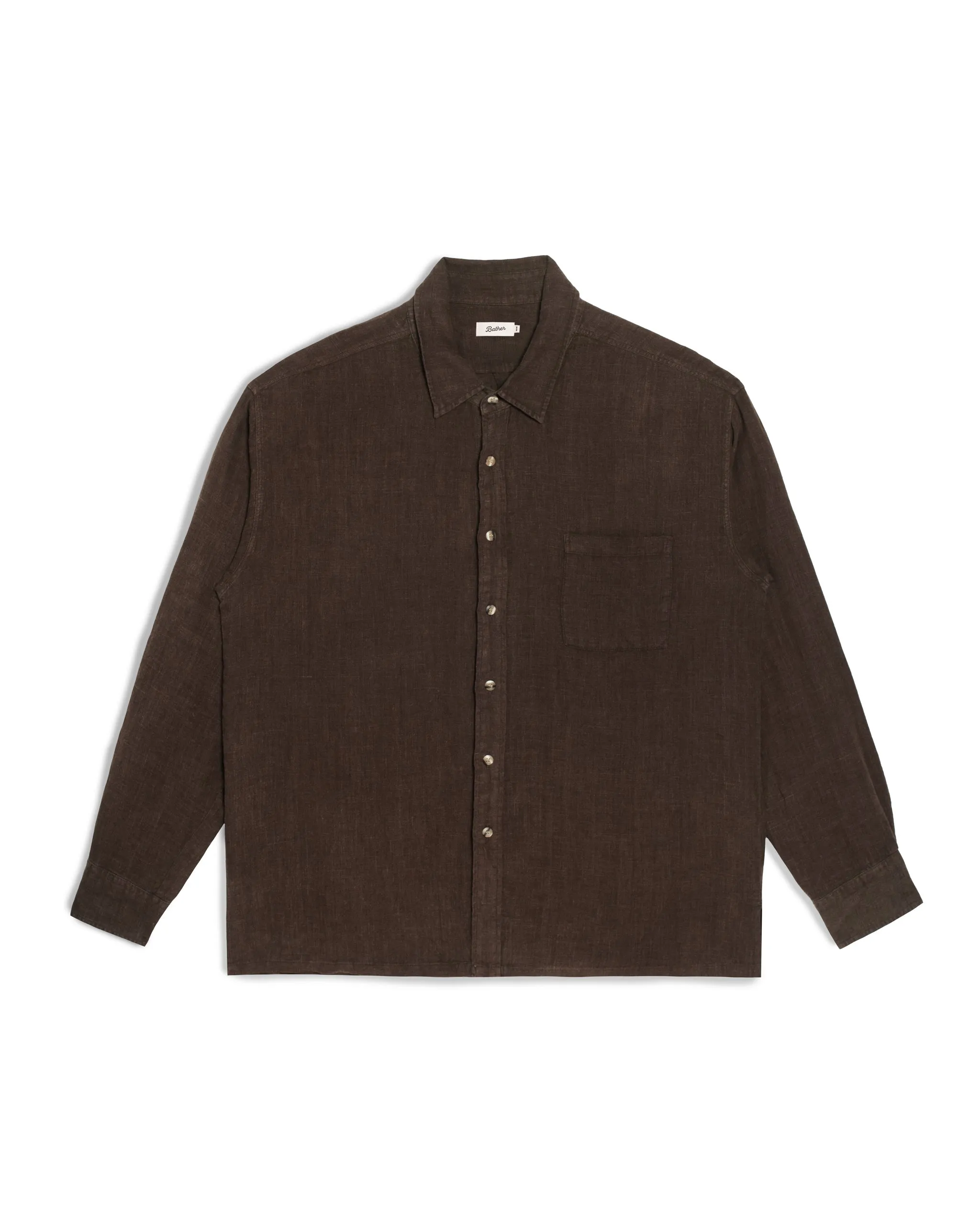 Espresso Linen Leisure Shirt sold by Bather