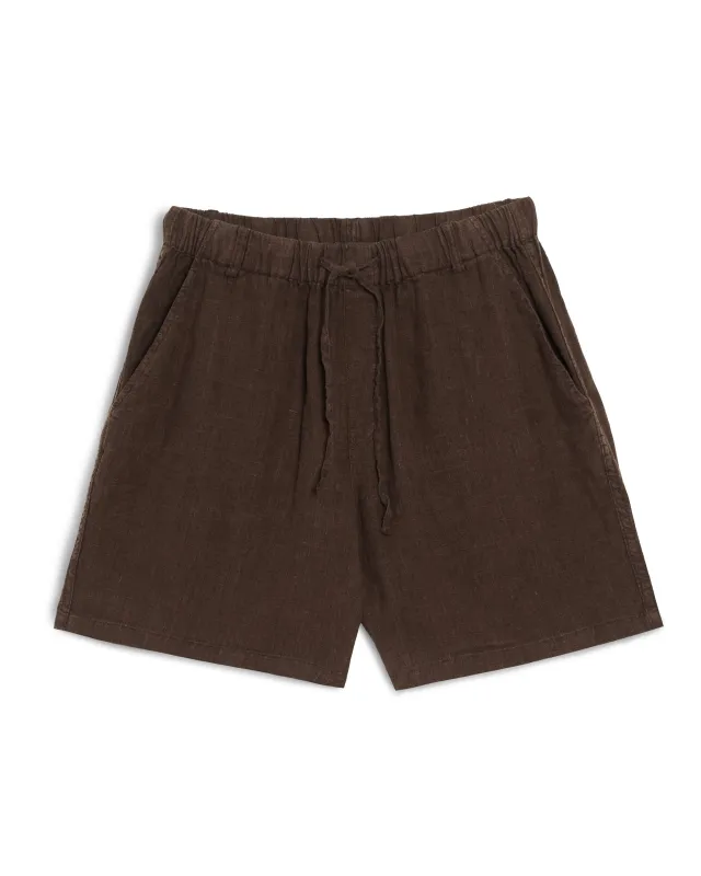 Espresso Linen Leisure Short made by Bather